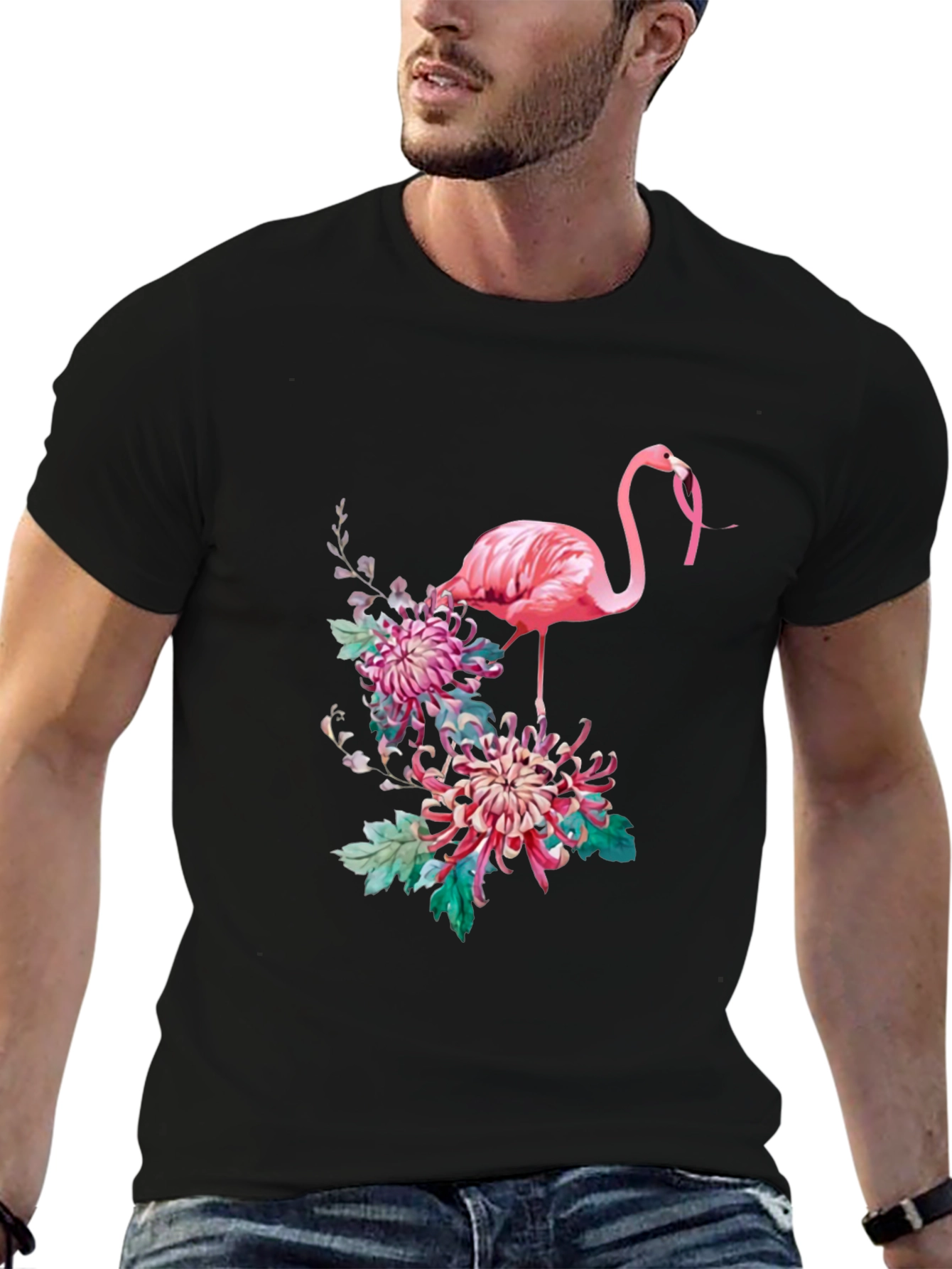 Pink Flamingo Floral Graphic Tee