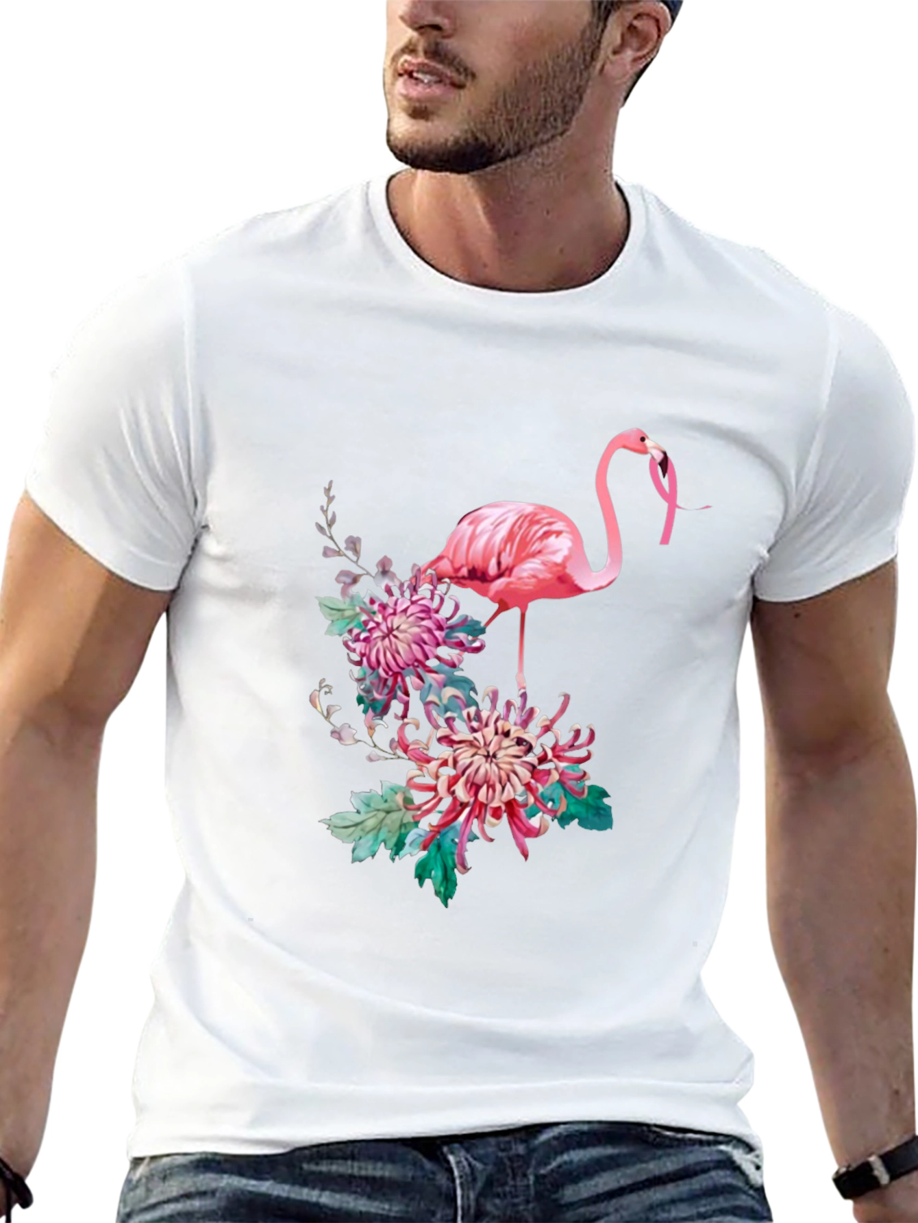 Pink Flamingo Floral Graphic Tee