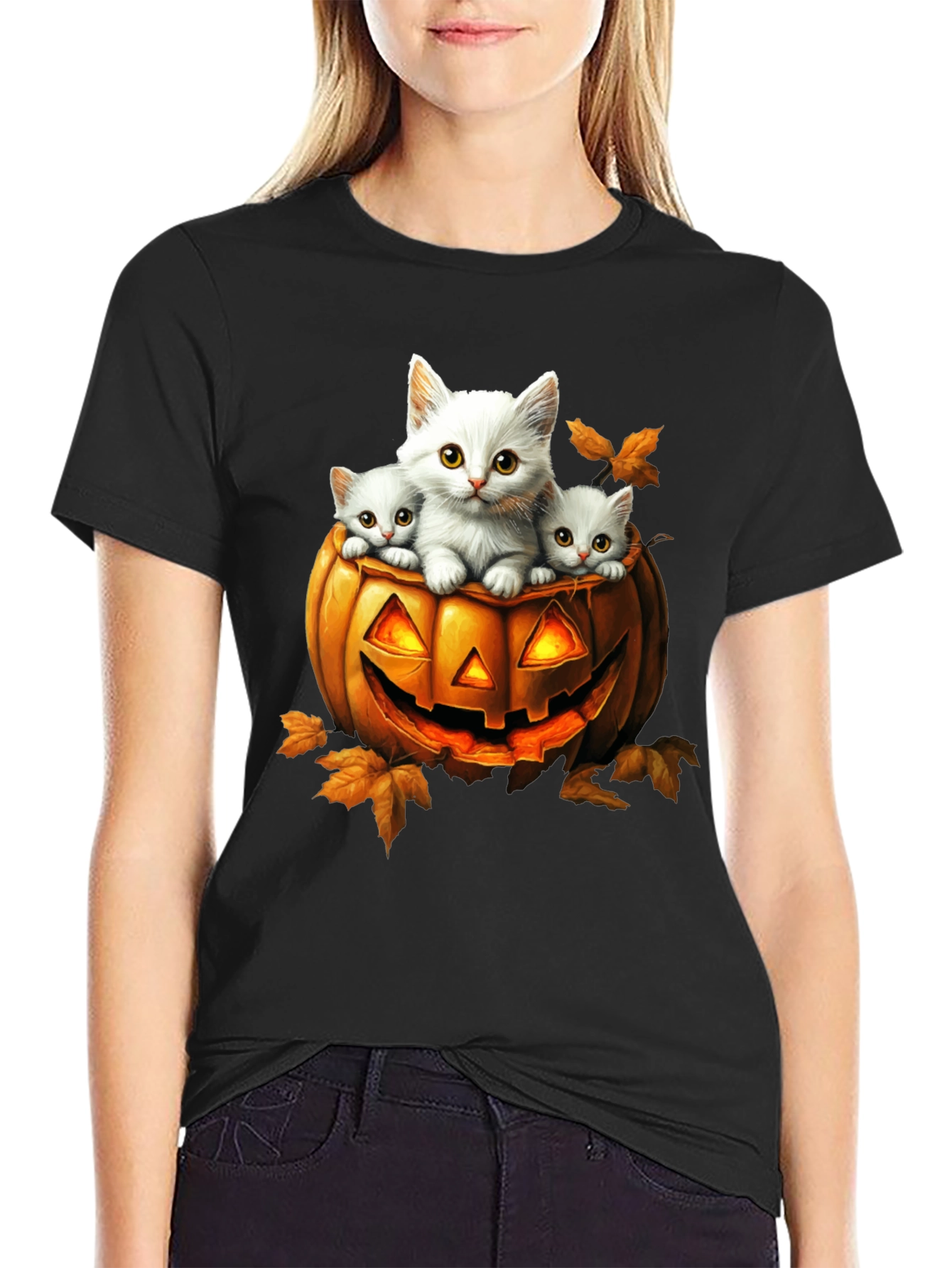 Halloween Cats in Pumpkin T-Shirt