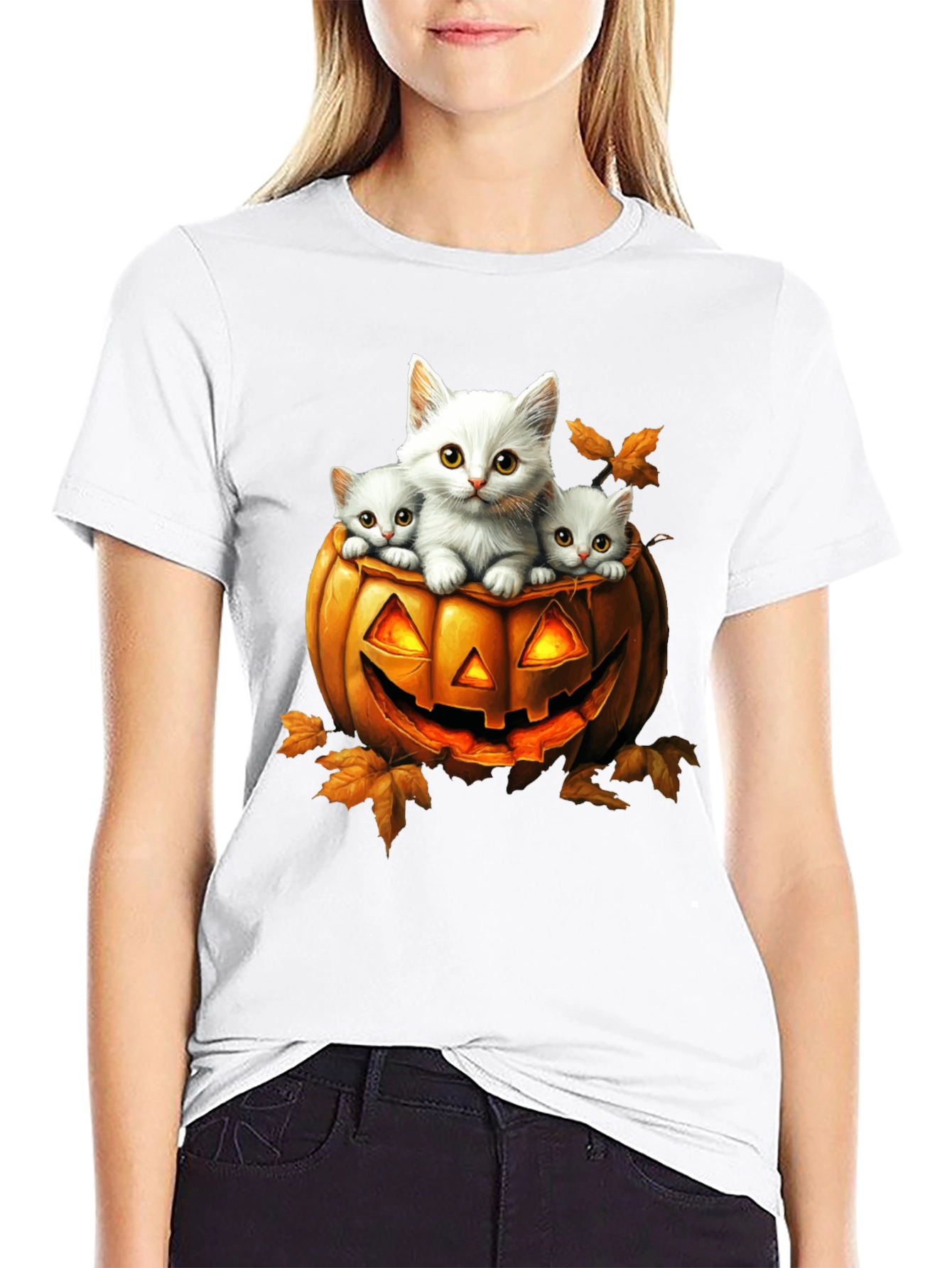 Halloween Cats in Pumpkin T-Shirt