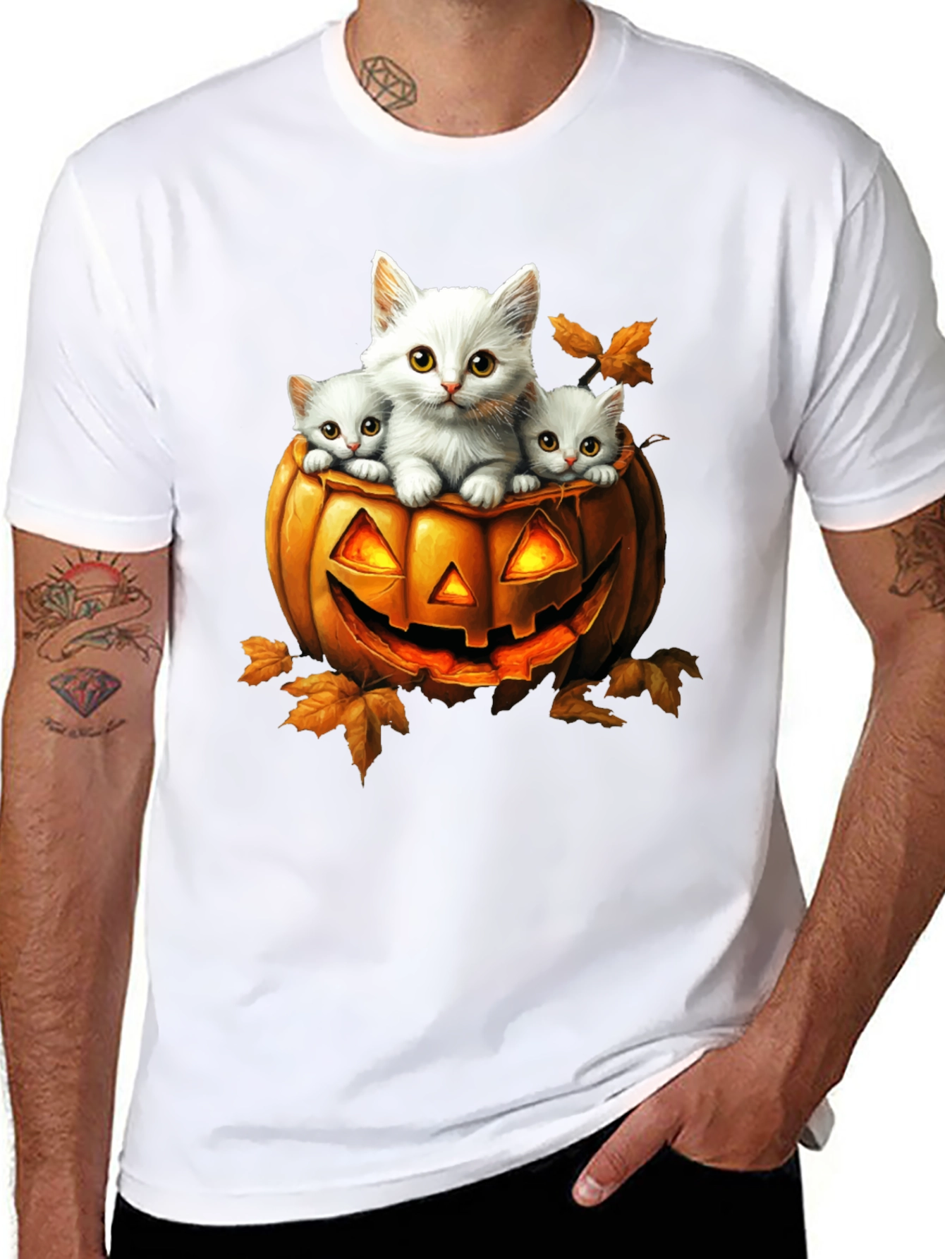 Halloween Cats in Pumpkin T-Shirt