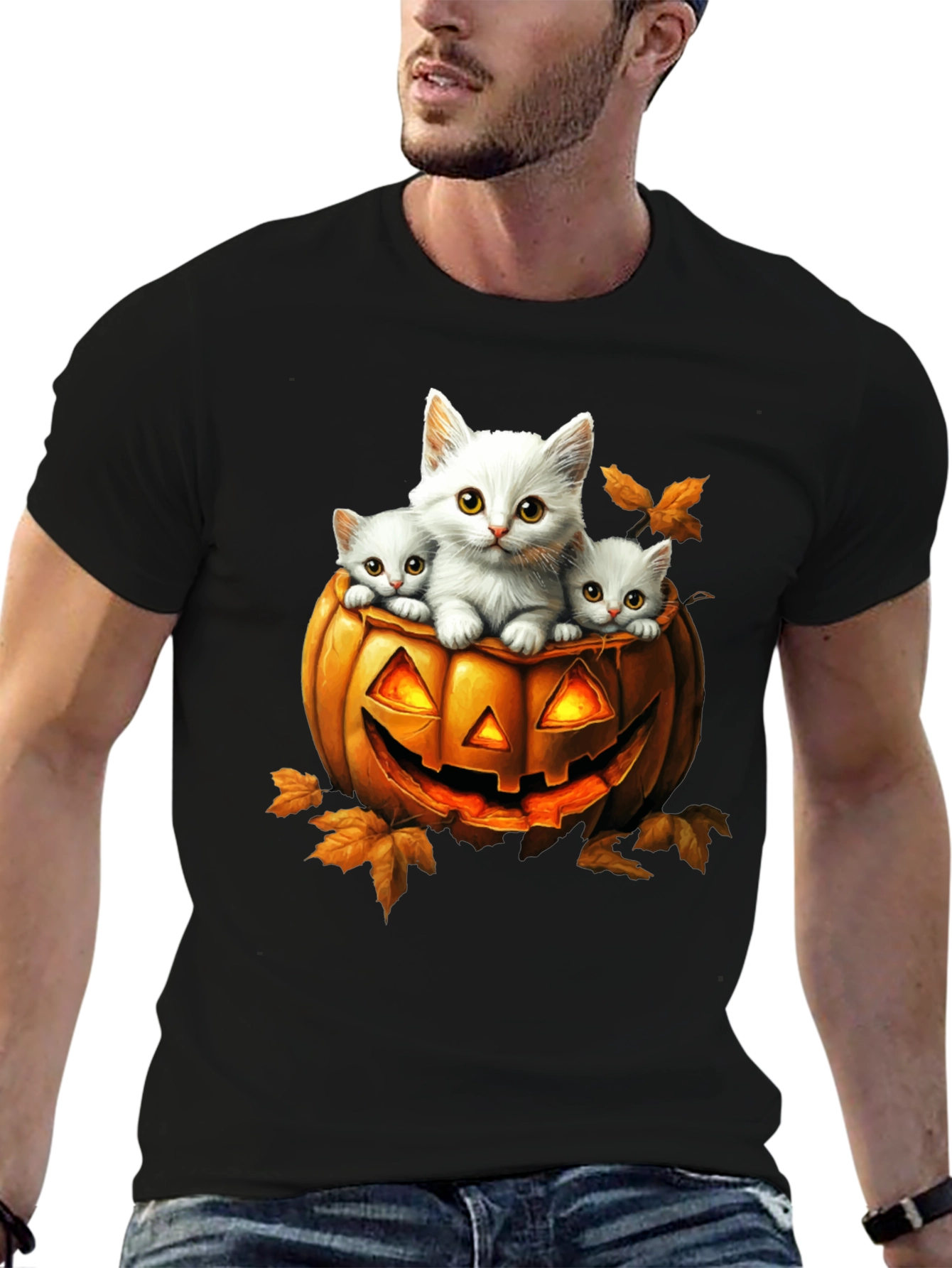 Halloween Cats in Pumpkin T-Shirt