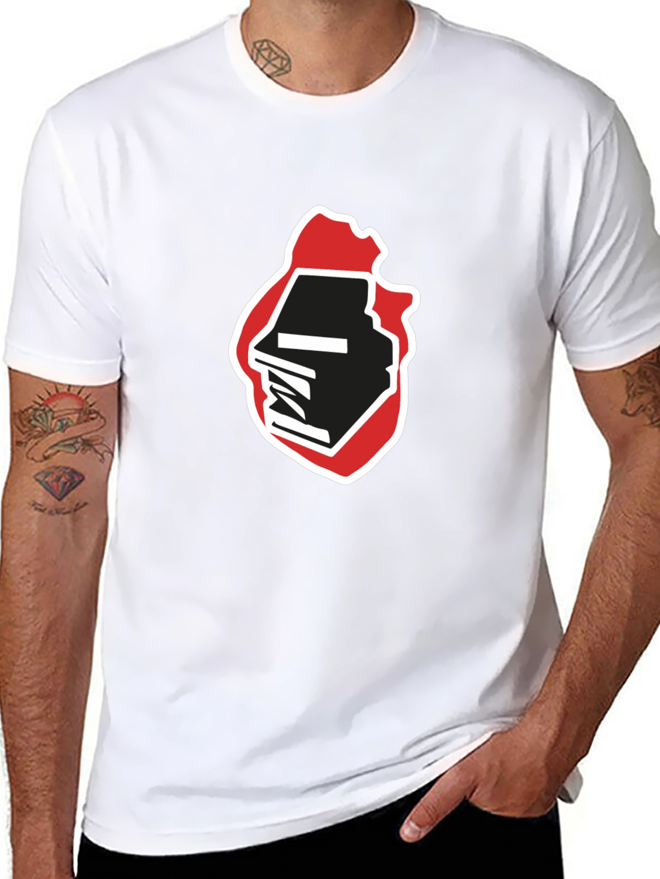 Abstract Graphic Print Black T-Shirt