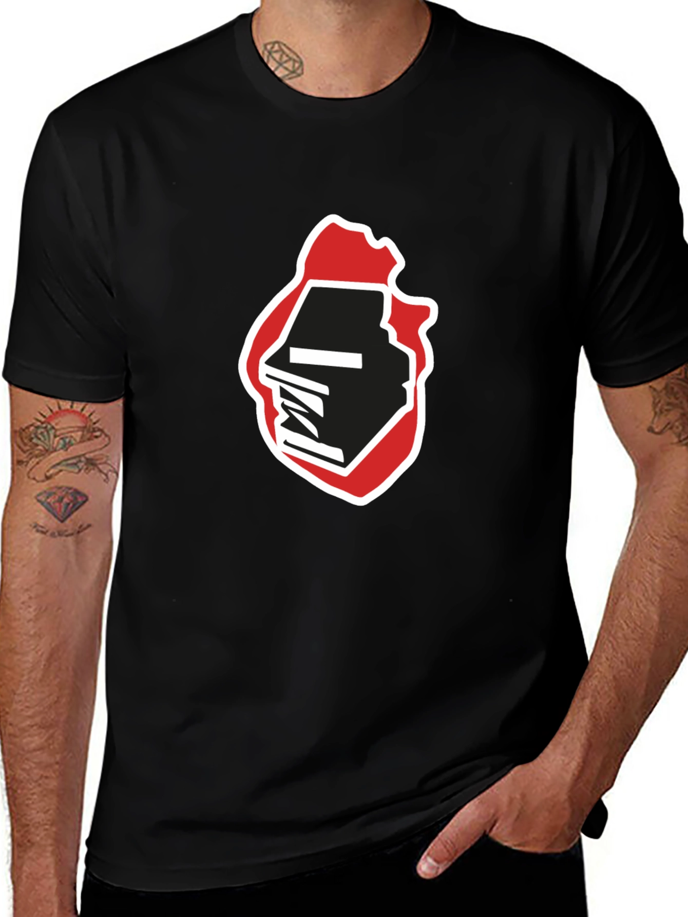 Abstract Graphic Print Black T-Shirt