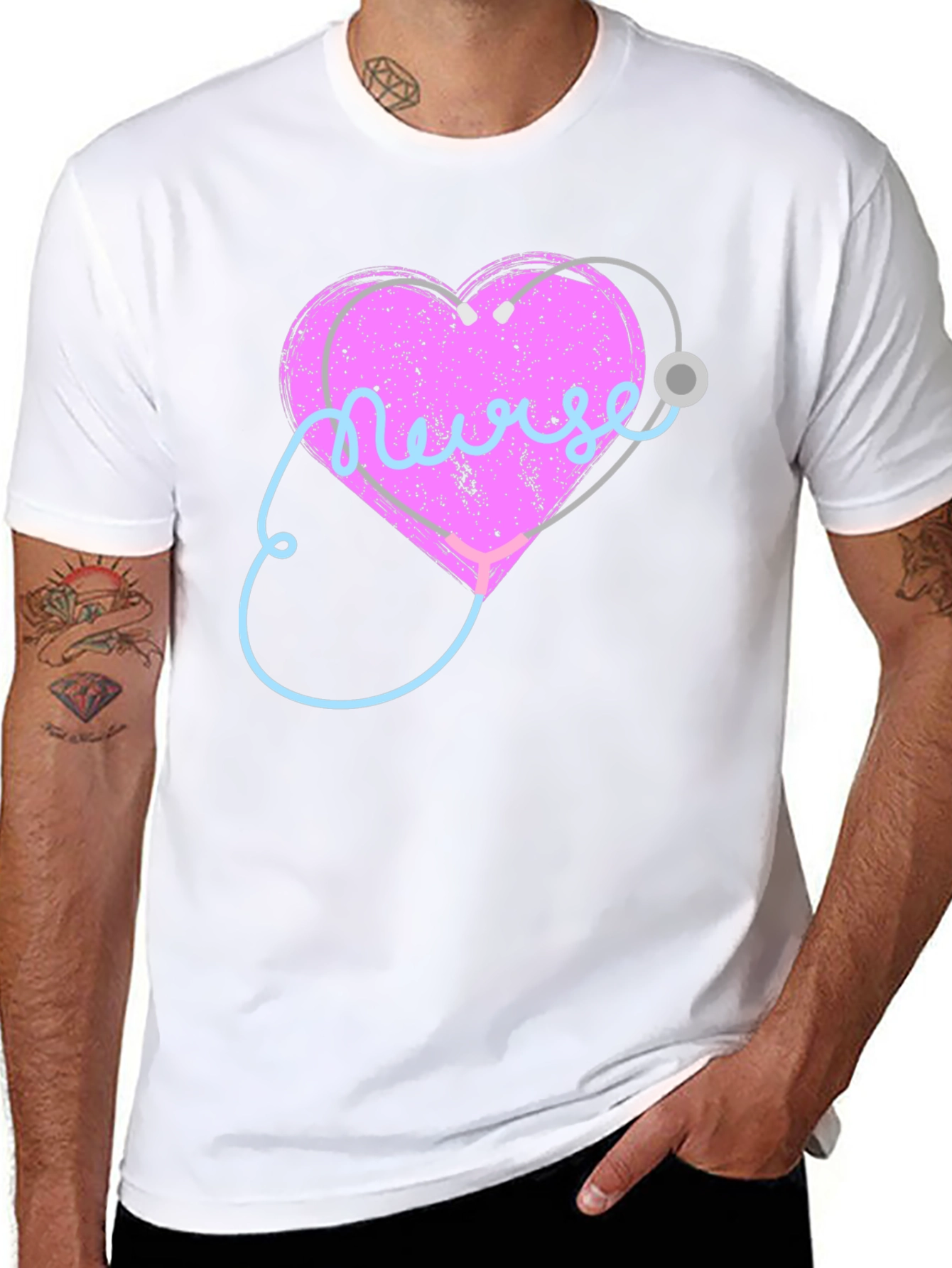 Nurse Heart Stethoscope Graphic T-Shirt