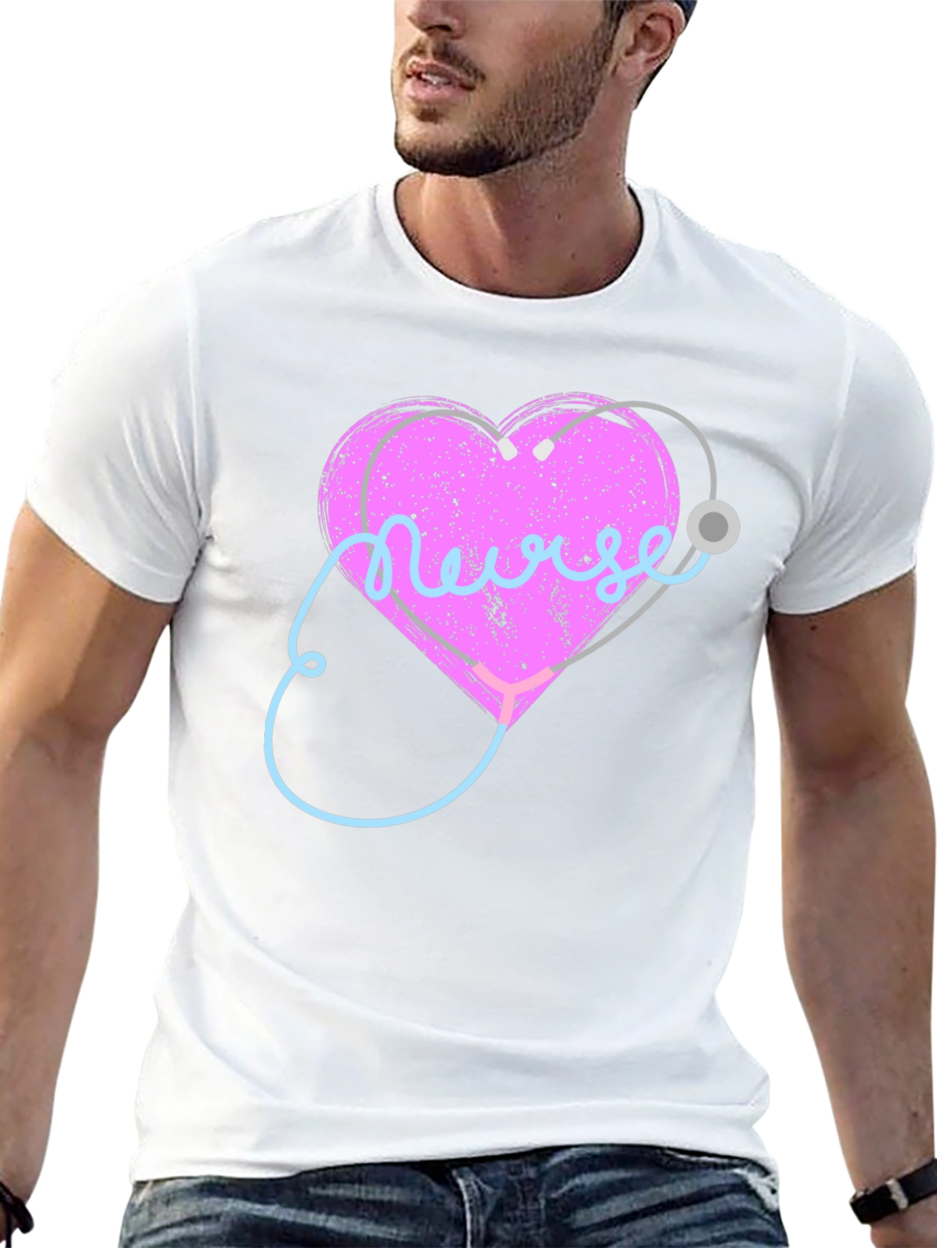 Nurse Heart Stethoscope Graphic T-Shirt
