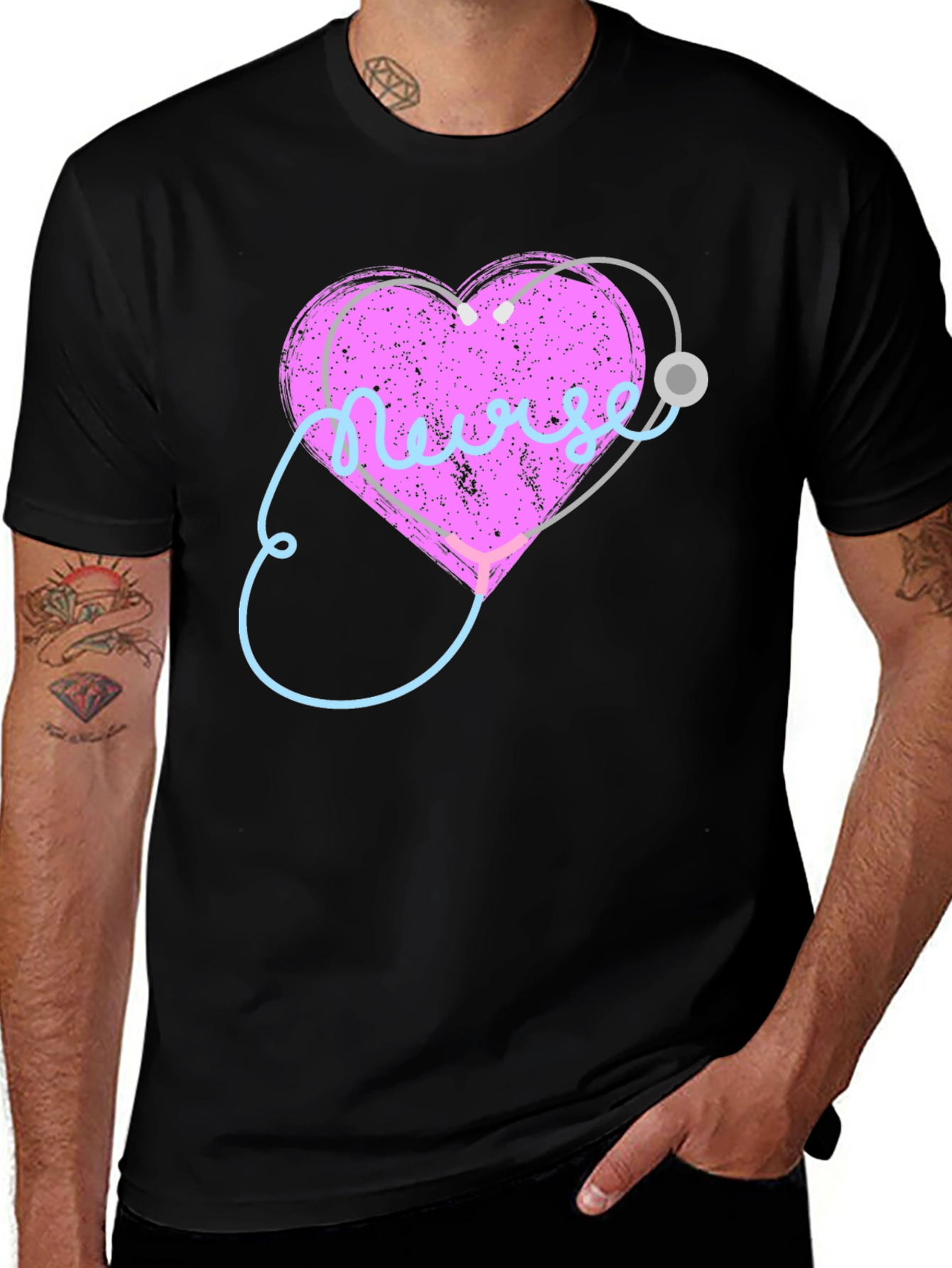 Nurse Heart Stethoscope Graphic T-Shirt