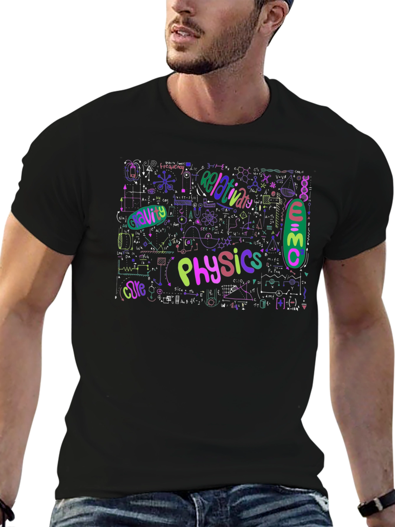 Physics Formula Graphic Print Black T-Shirt