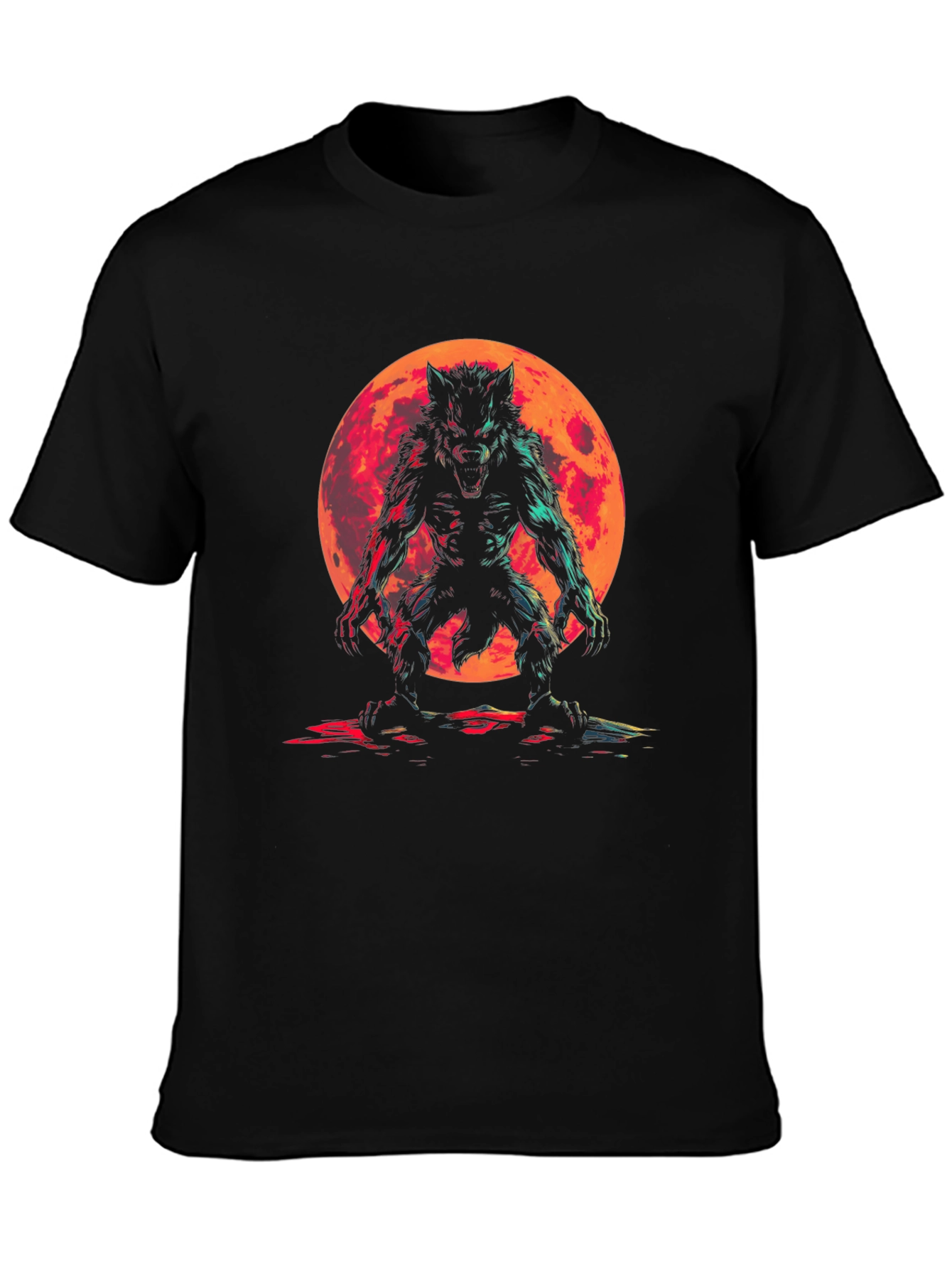 Werewolf Moon Graphic Tee - Black Cotton