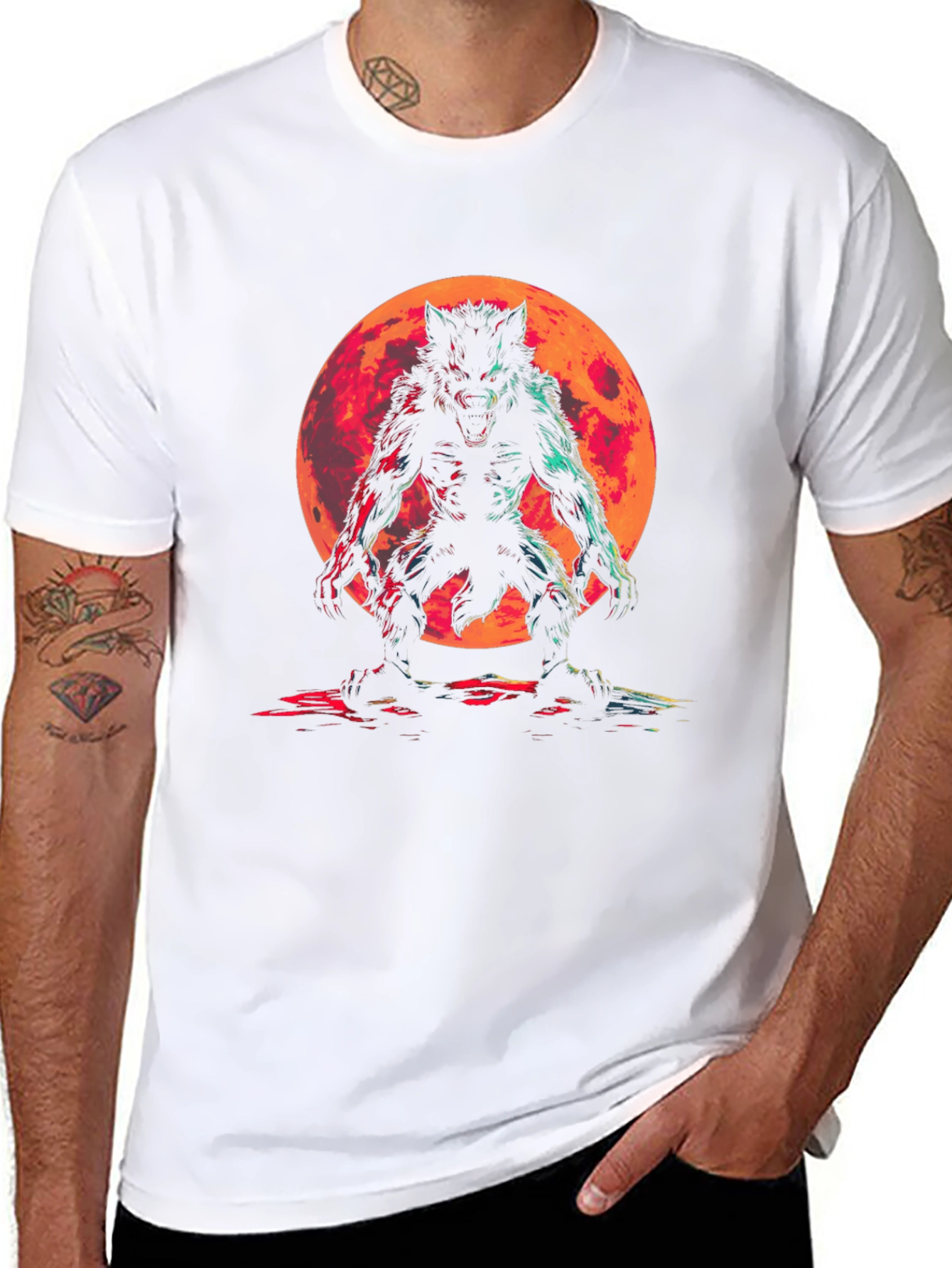 Werewolf Moon Graphic Tee - Black Cotton