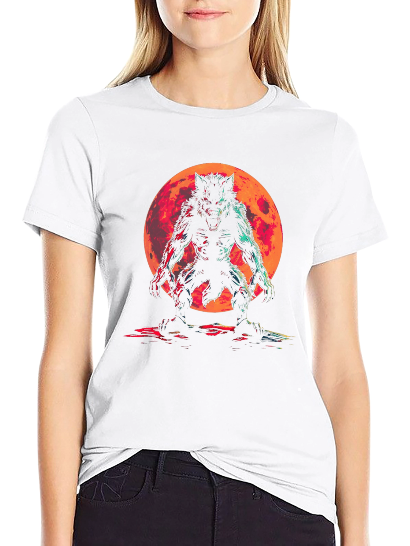 Werewolf Moon Graphic Tee - Black Cotton