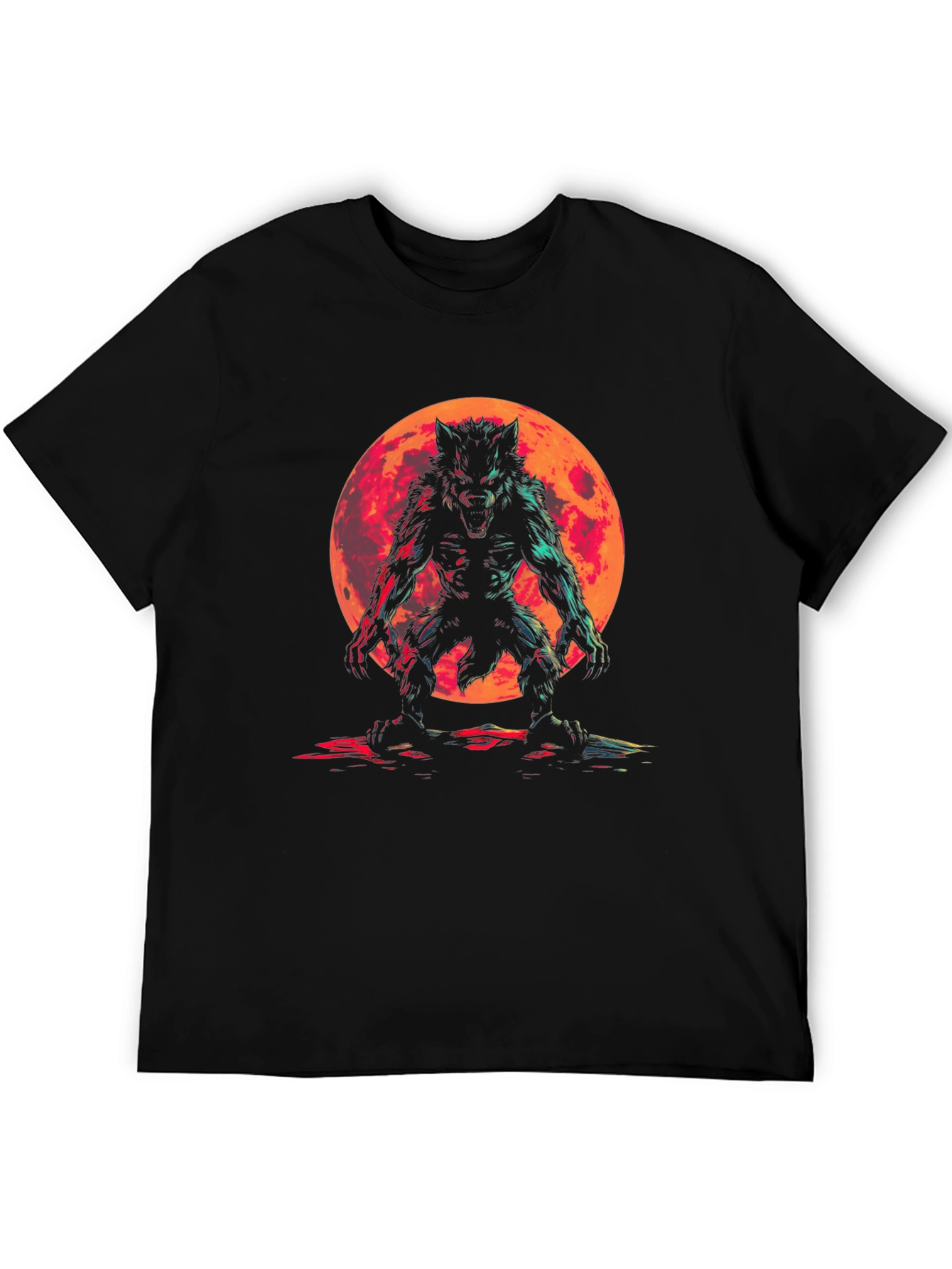 Werewolf Moon Graphic Tee - Black Cotton