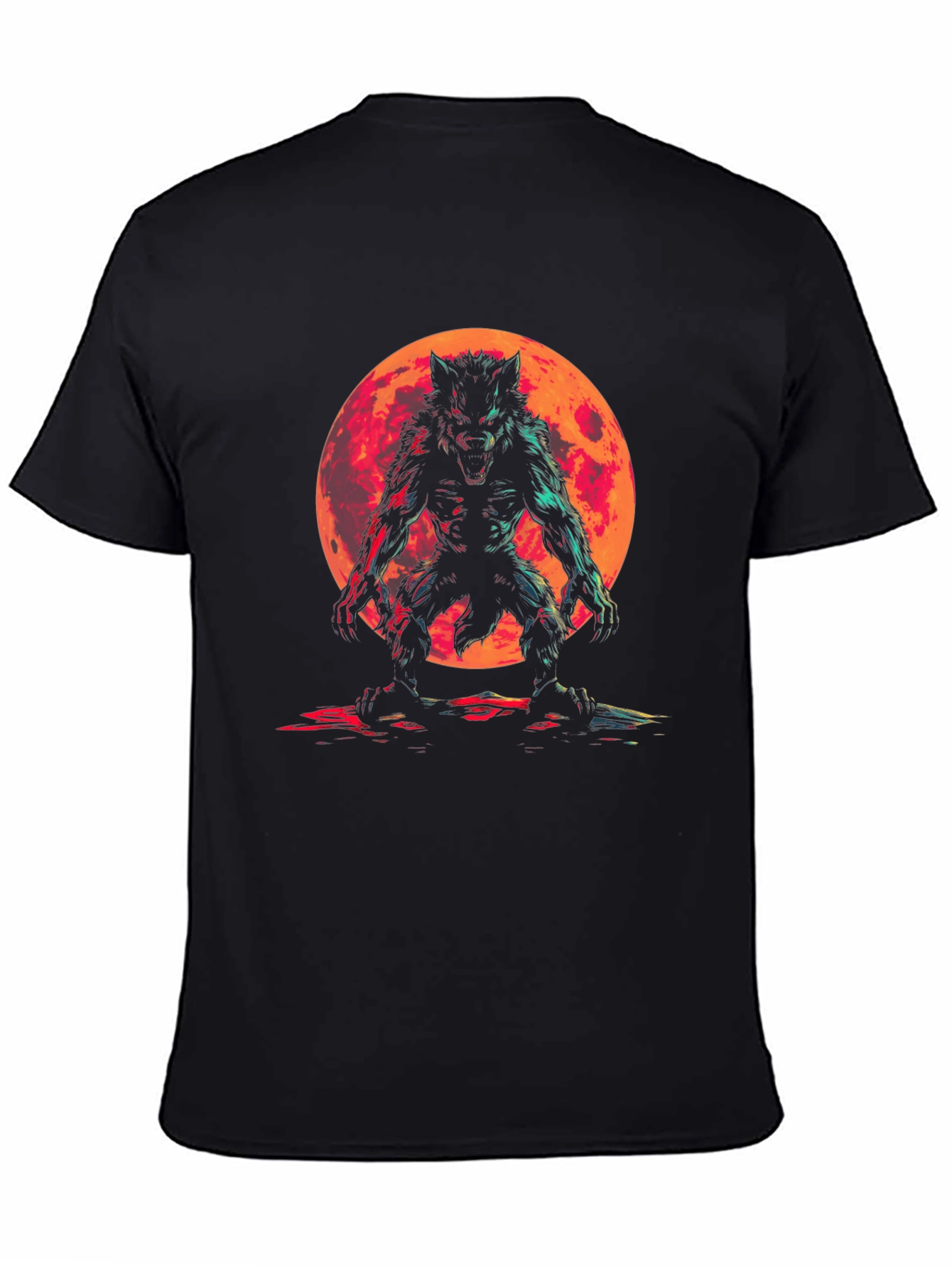 Werewolf Moon Graphic Tee - Black Cotton