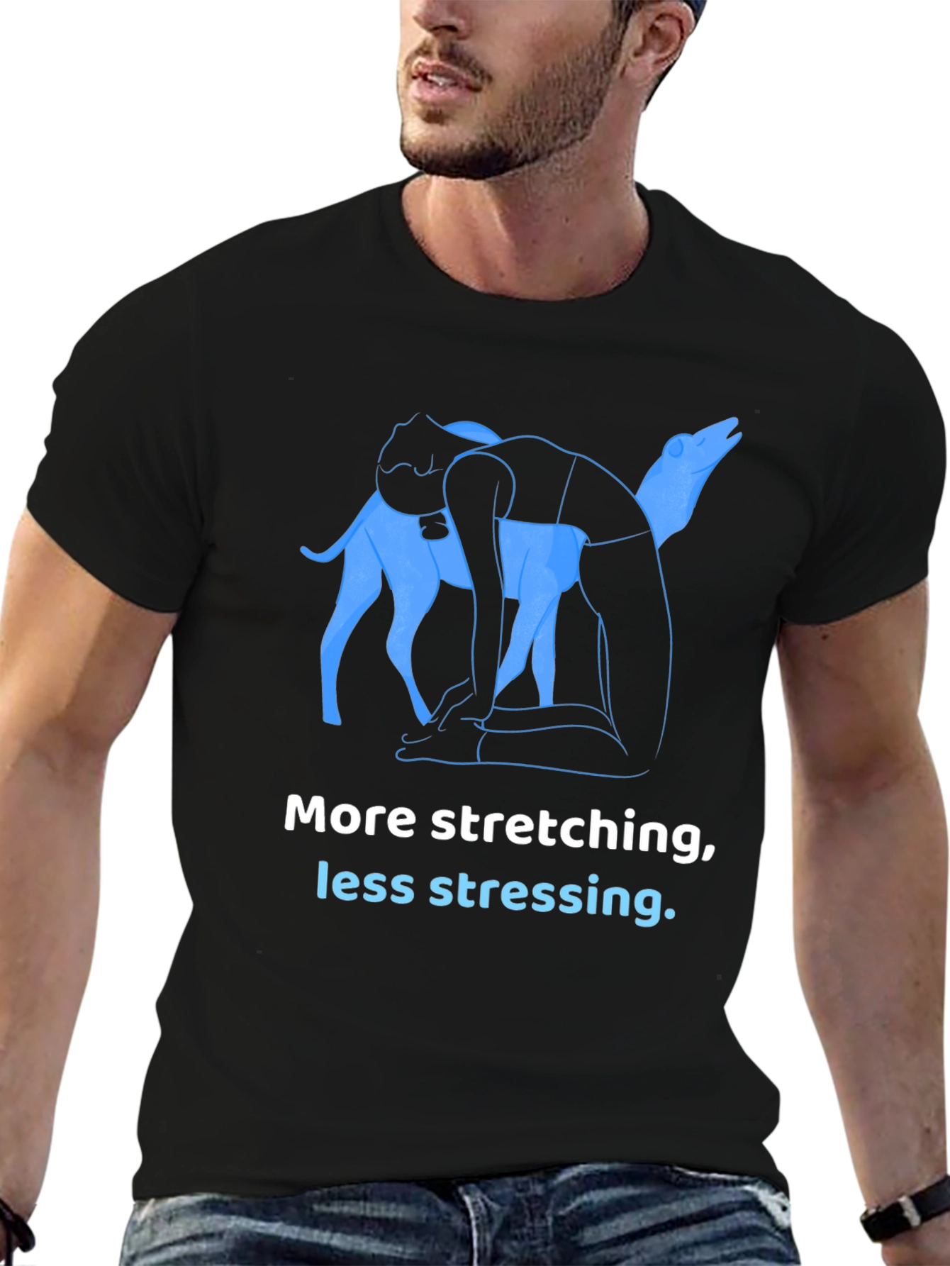 Stretch & Relax T-Shirt - Yoga Dog Design