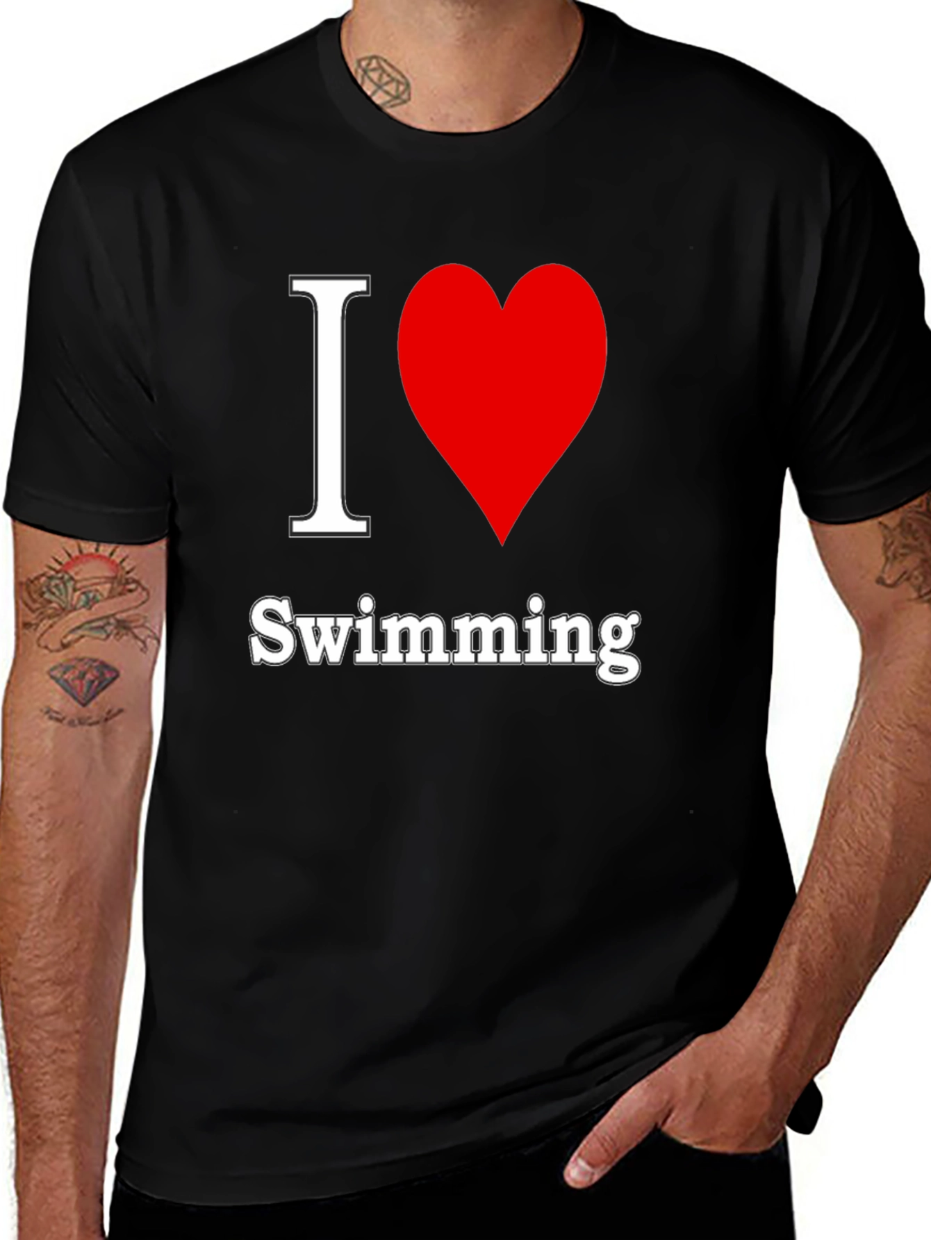 I Heart Swimming Black T-Shirt