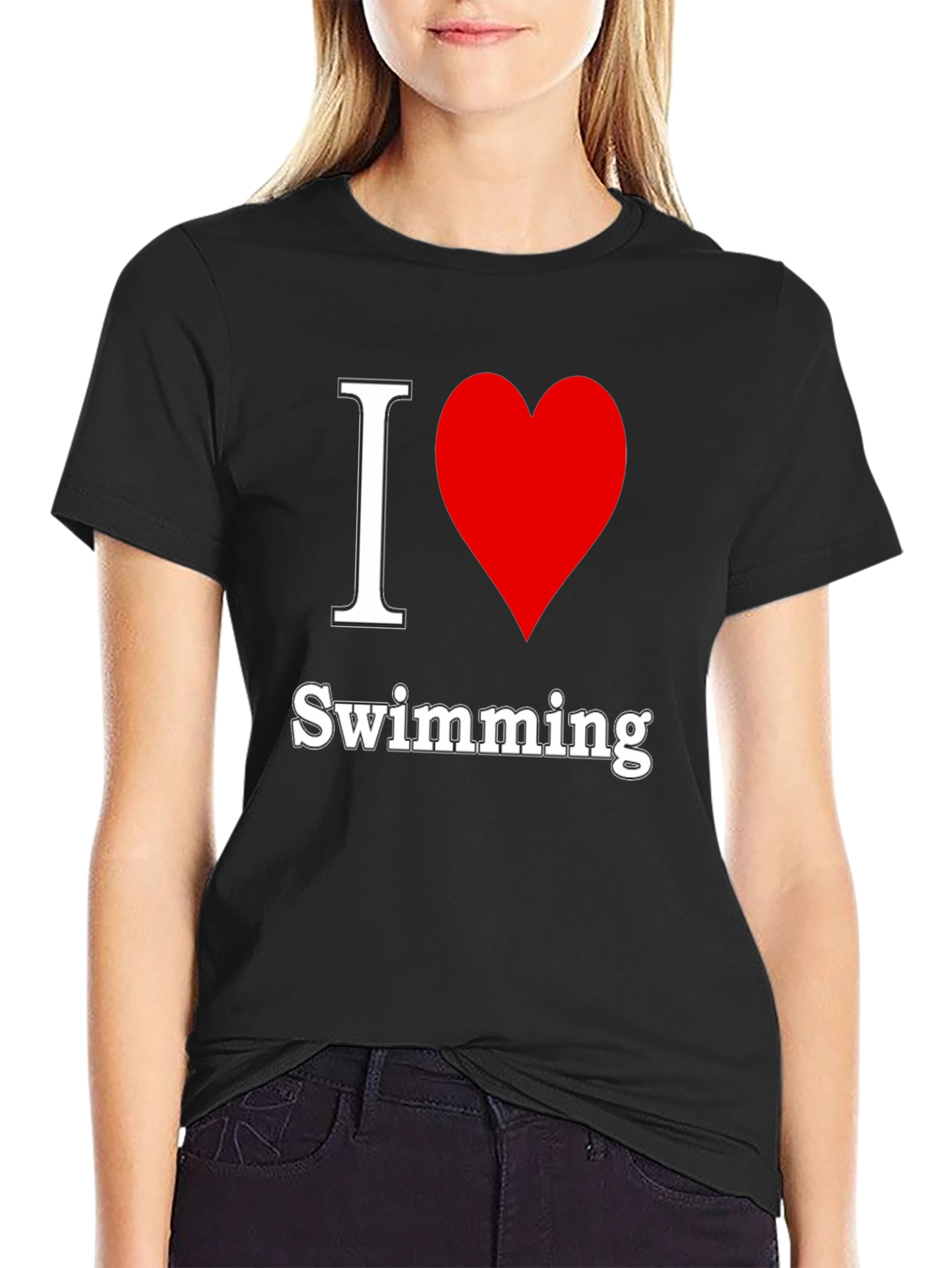 I Heart Swimming Black T-Shirt