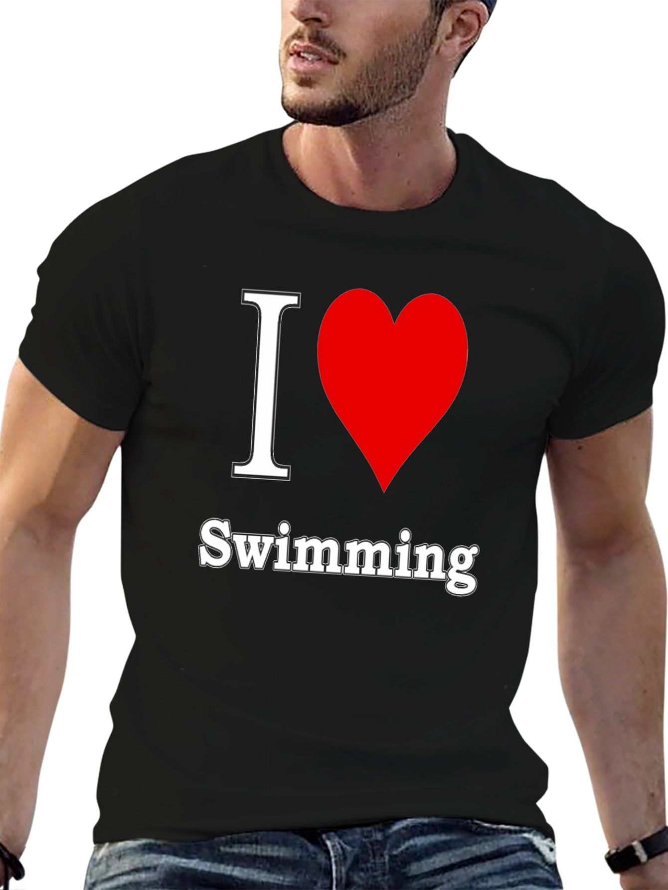 I Heart Swimming Black T-Shirt