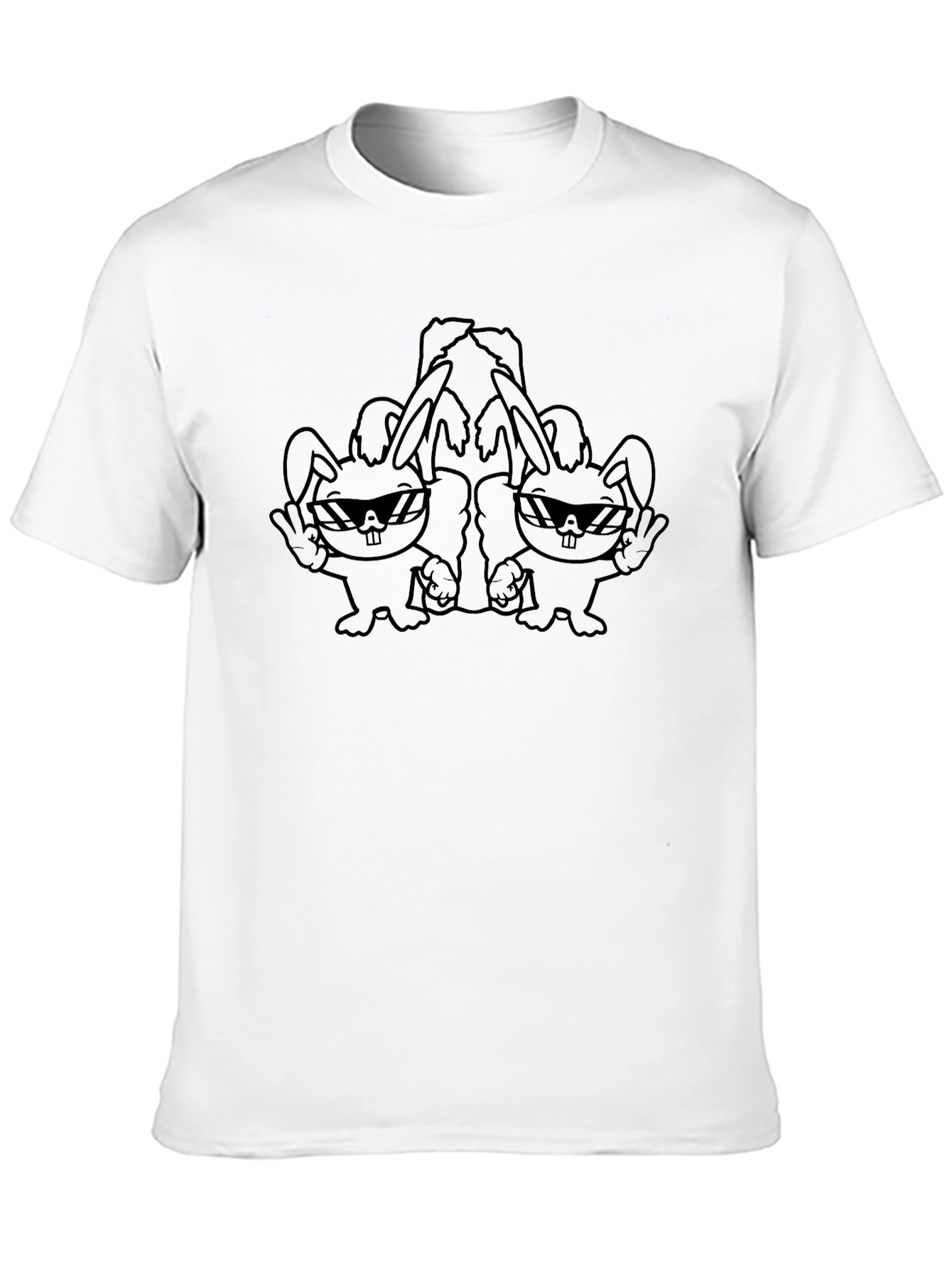 Cool Bunny Graphic T-Shirt - Black