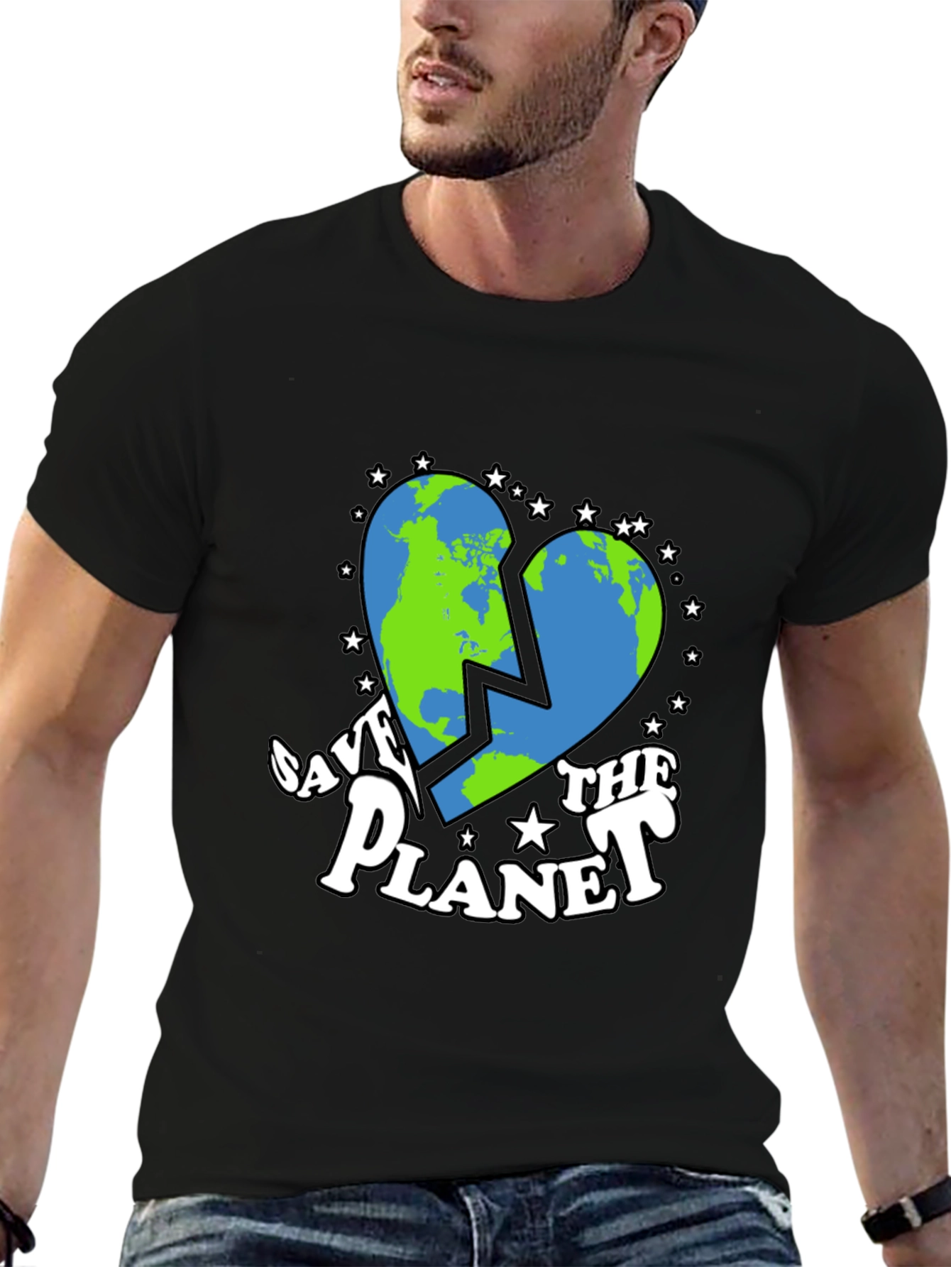 Save the Planet Earth Heart Graphic T-Shirt