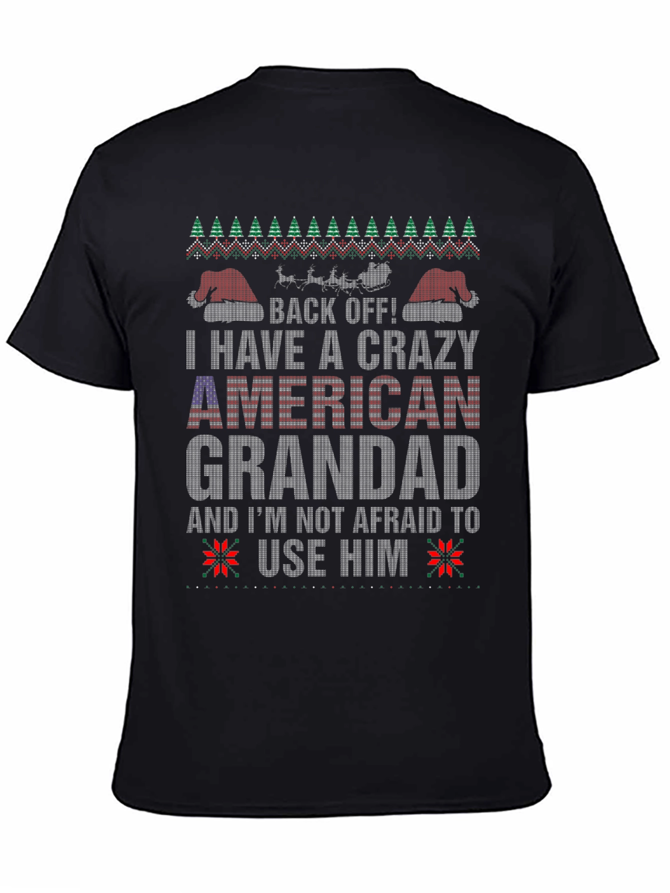 Crazy American Grandad Ugly Christmas T-Shirt