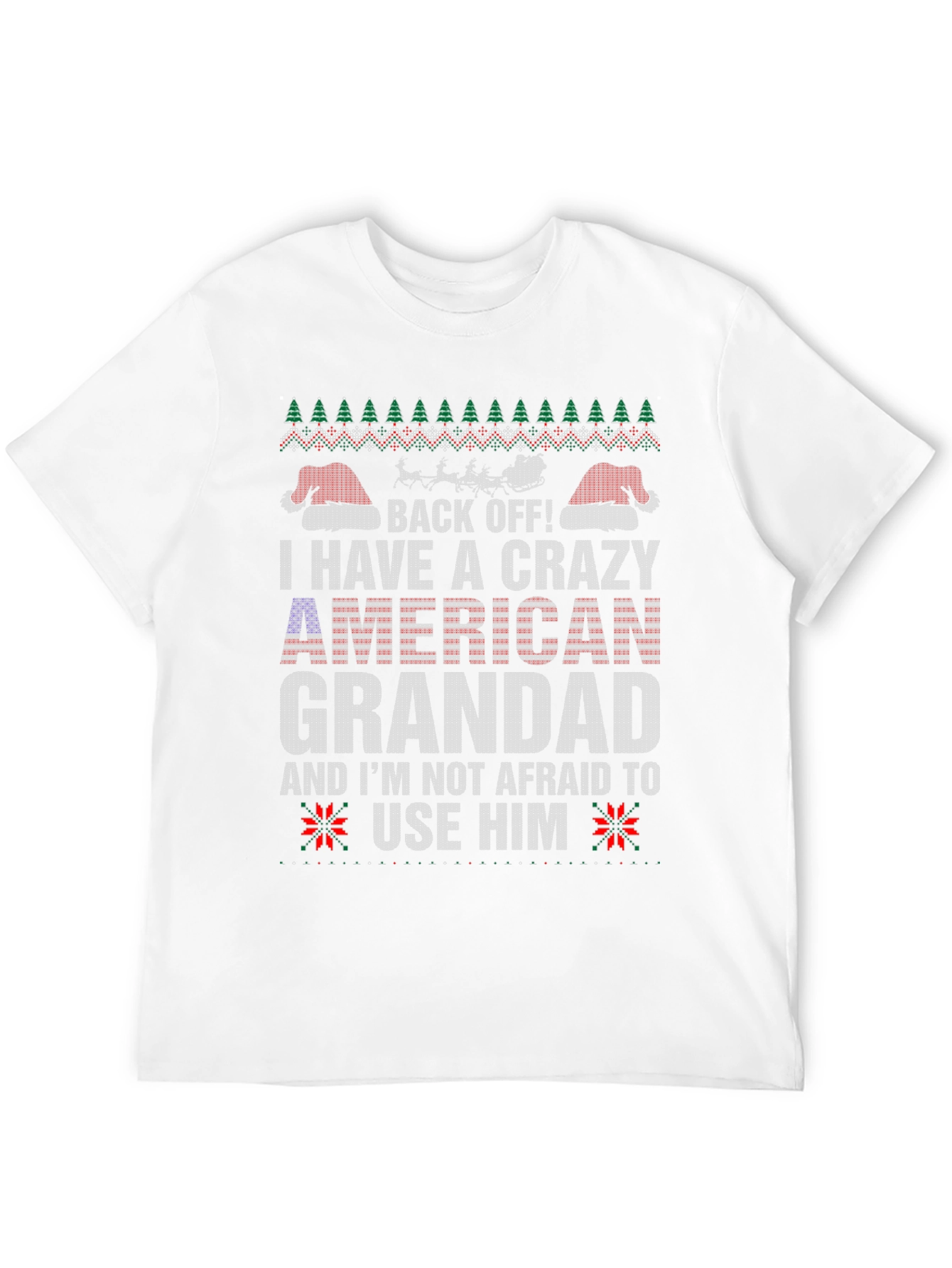 Crazy American Grandad Ugly Christmas T-Shirt
