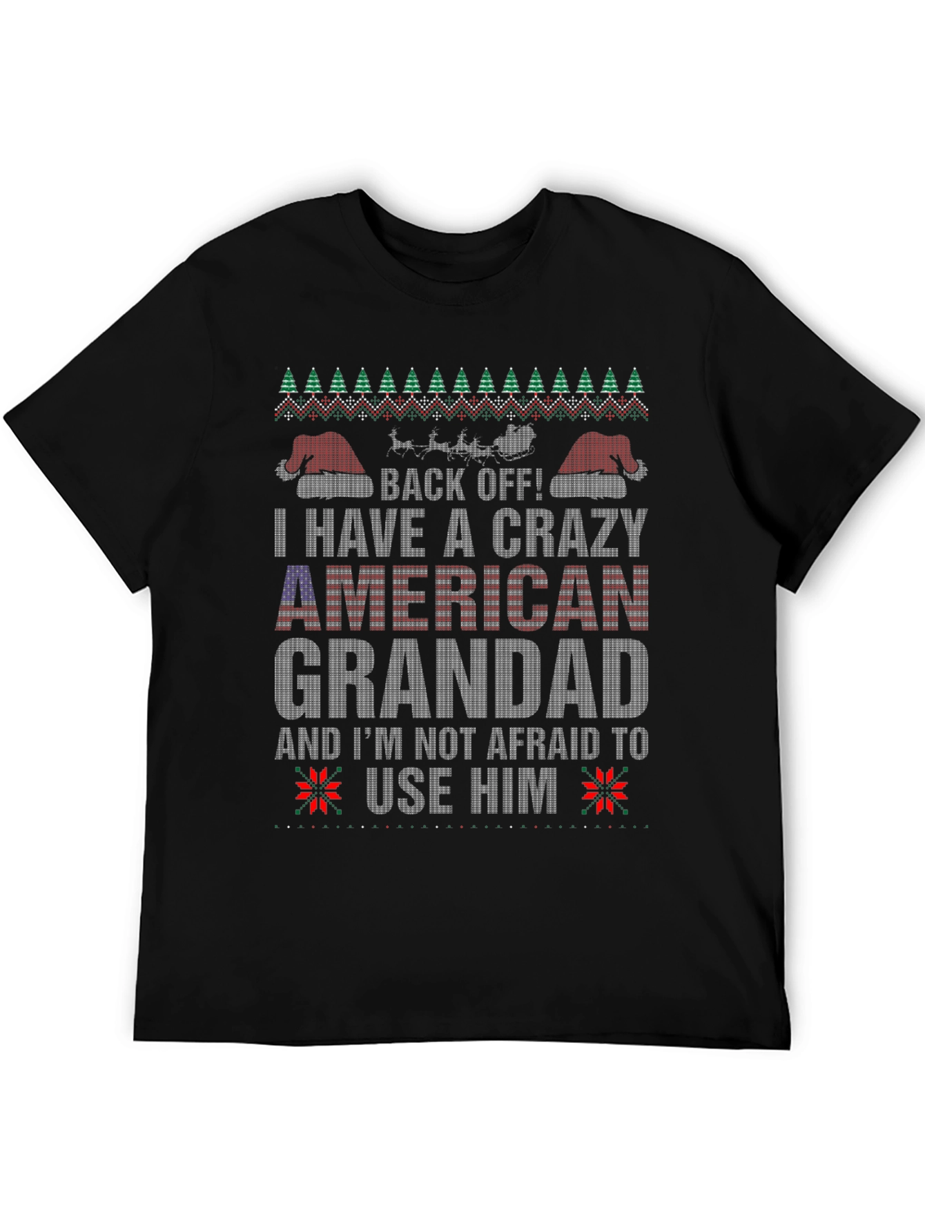 Crazy American Grandad Ugly Christmas T-Shirt