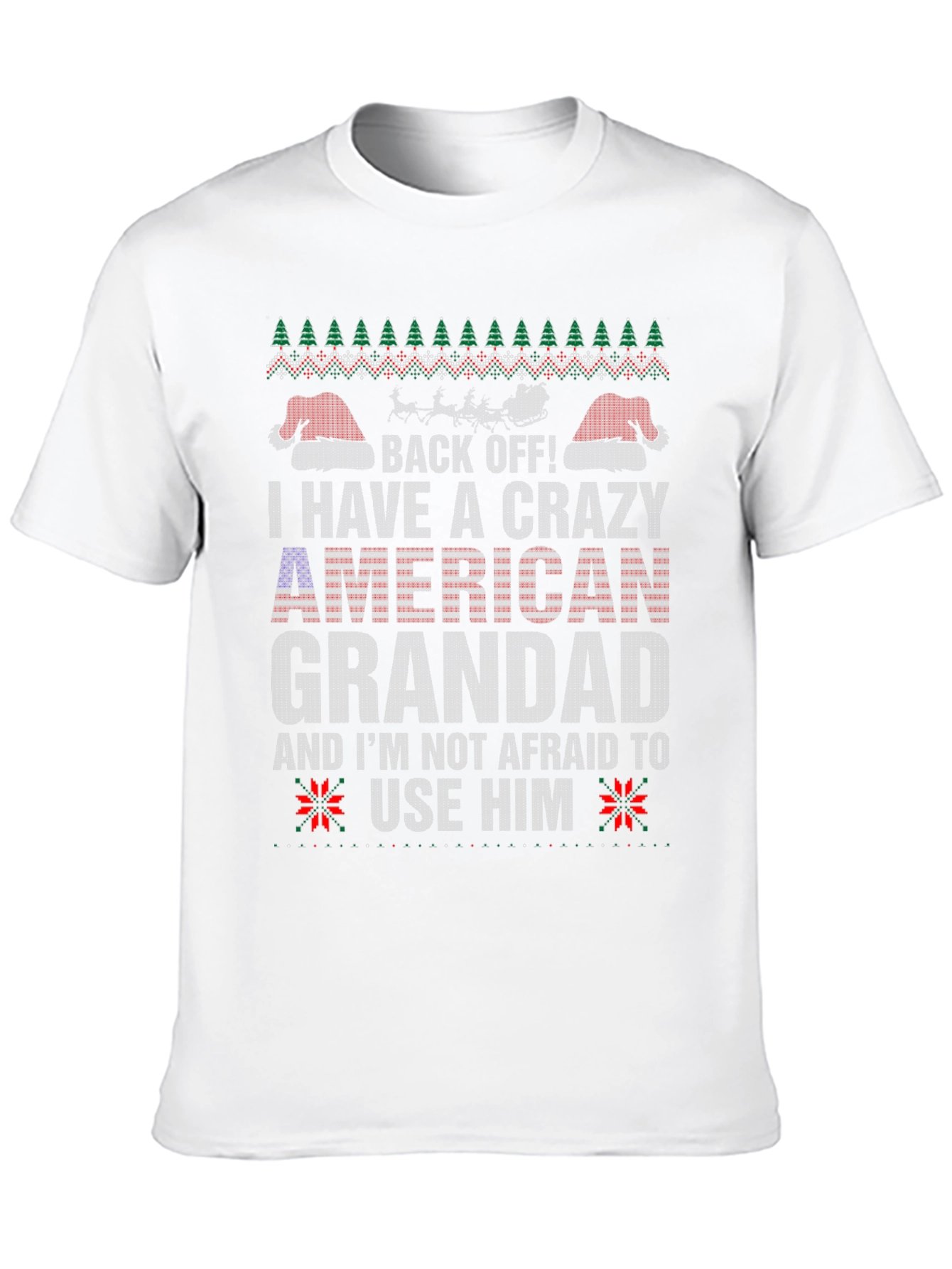 Crazy American Grandad Ugly Christmas T-Shirt