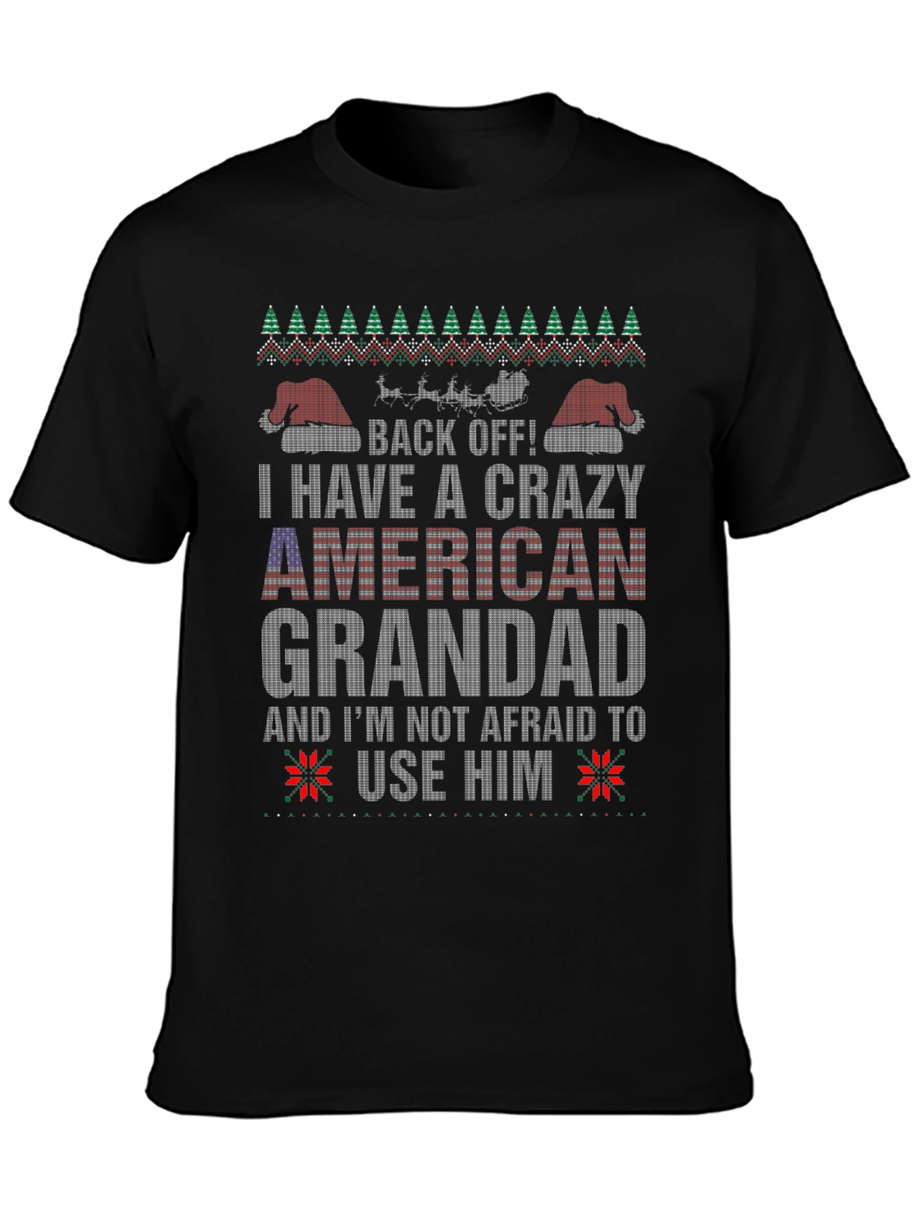 Crazy American Grandad Ugly Christmas T-Shirt