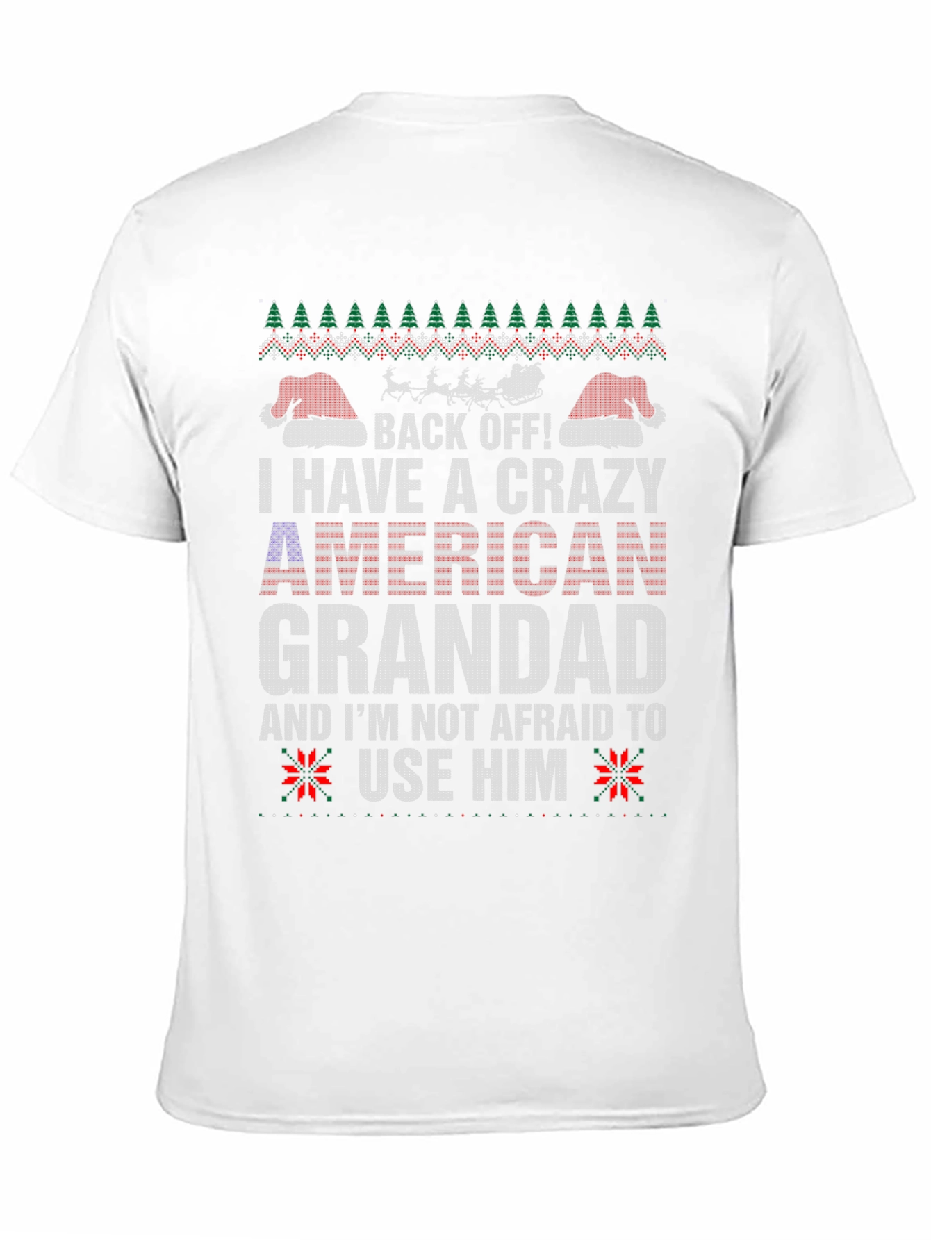 Crazy American Grandad Ugly Christmas T-Shirt