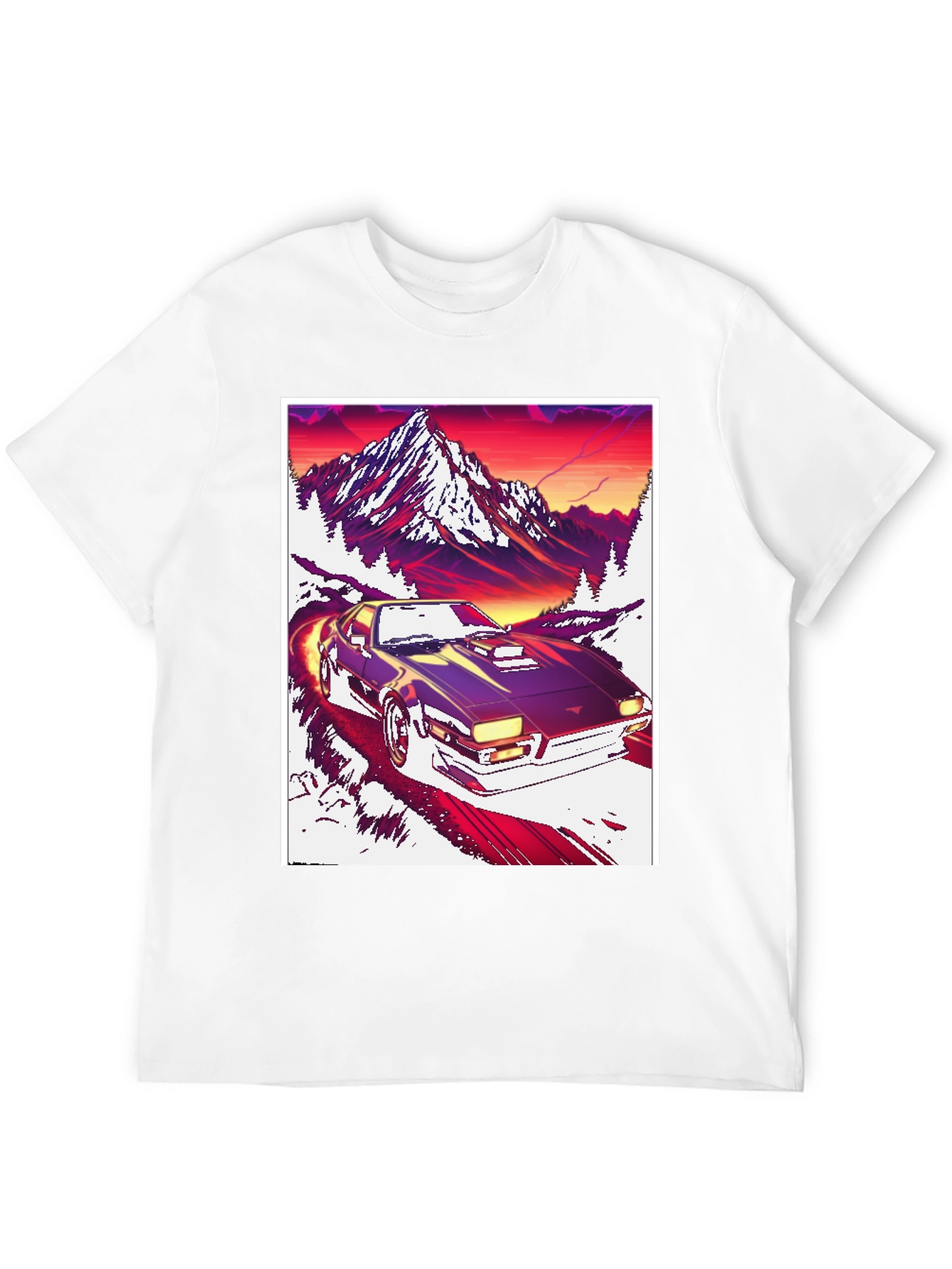 Retro Car Mountain Sunset T-Shirt