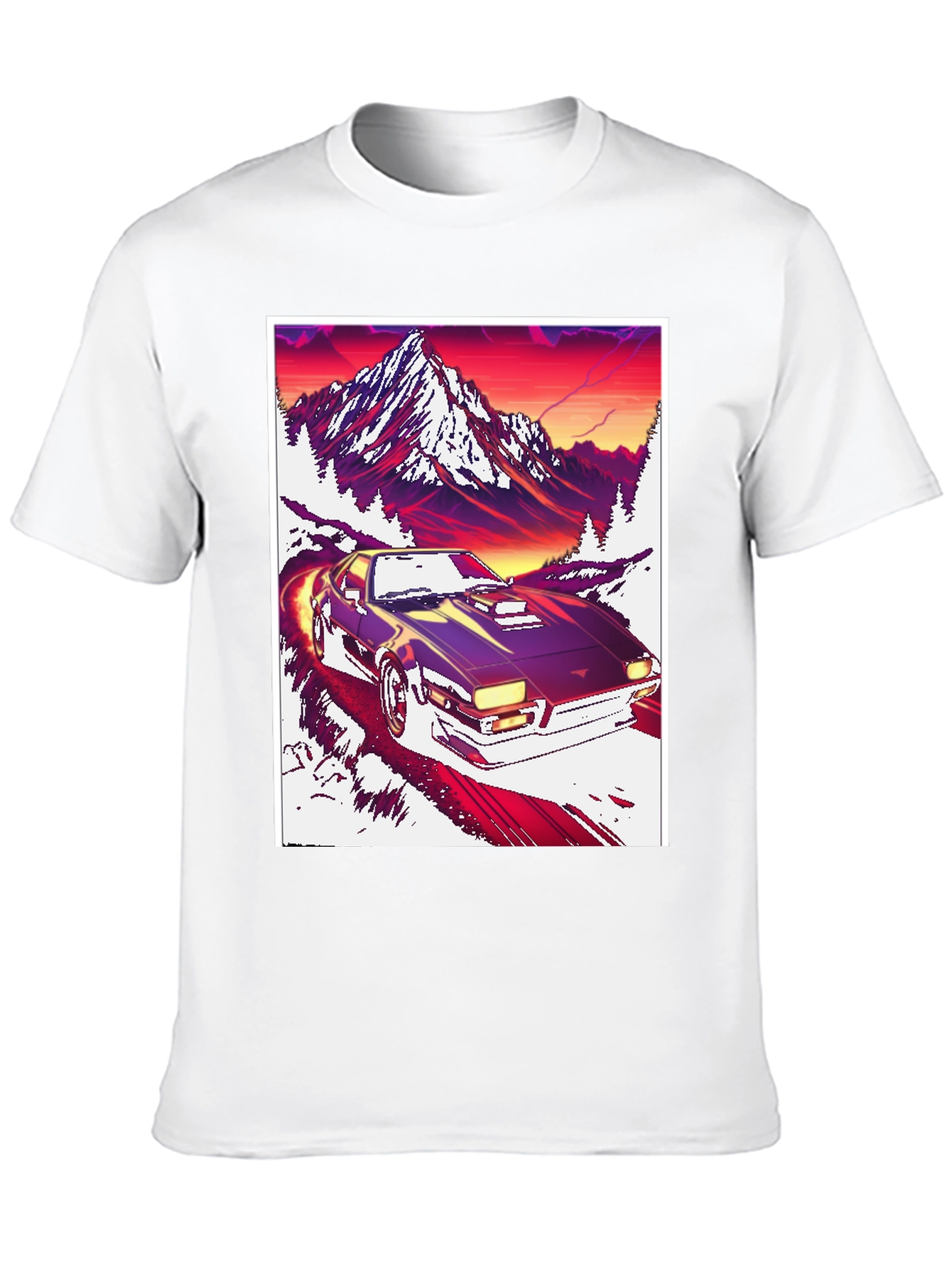 Retro Car Mountain Sunset T-Shirt