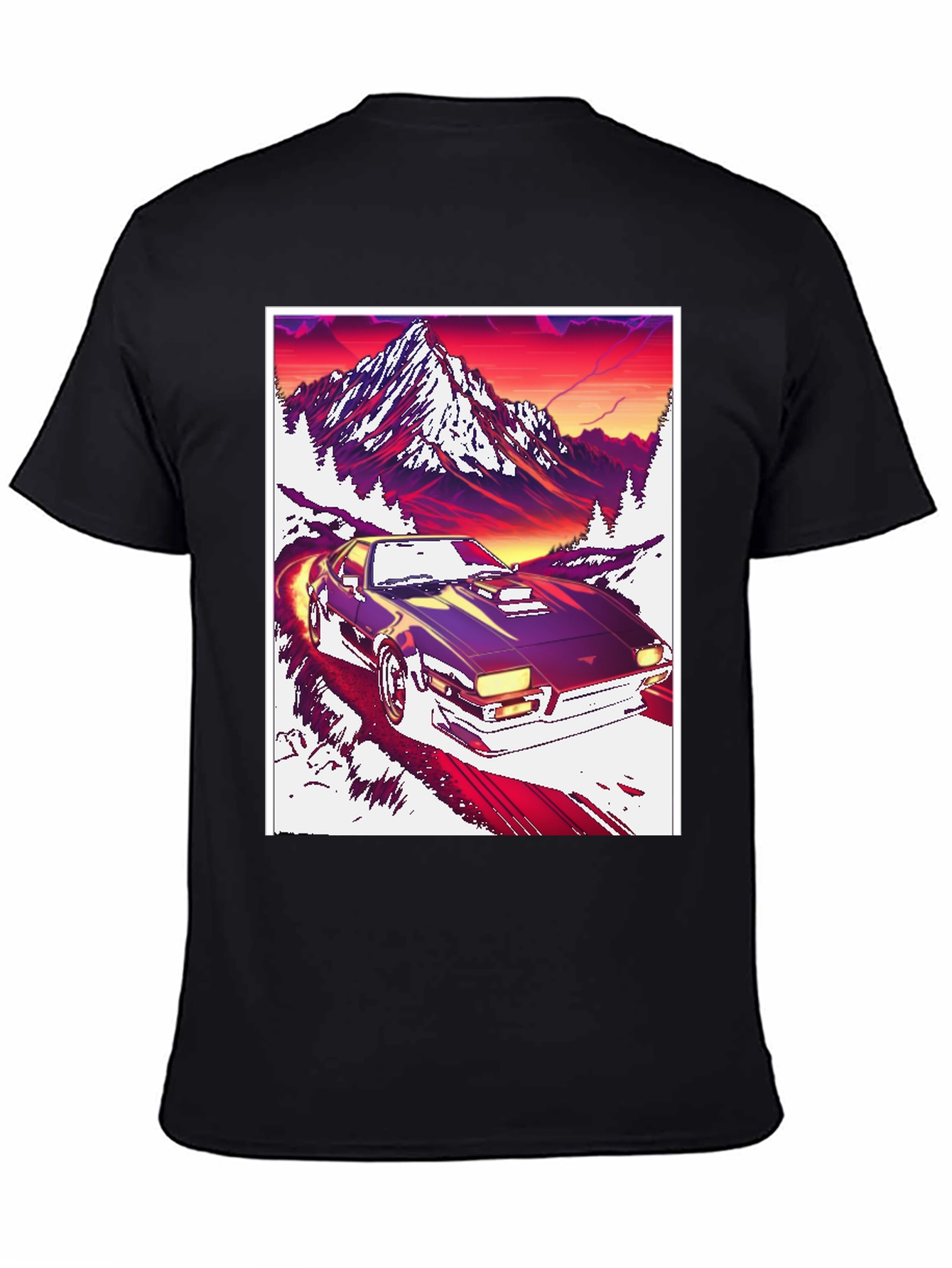 Retro Car Mountain Sunset T-Shirt