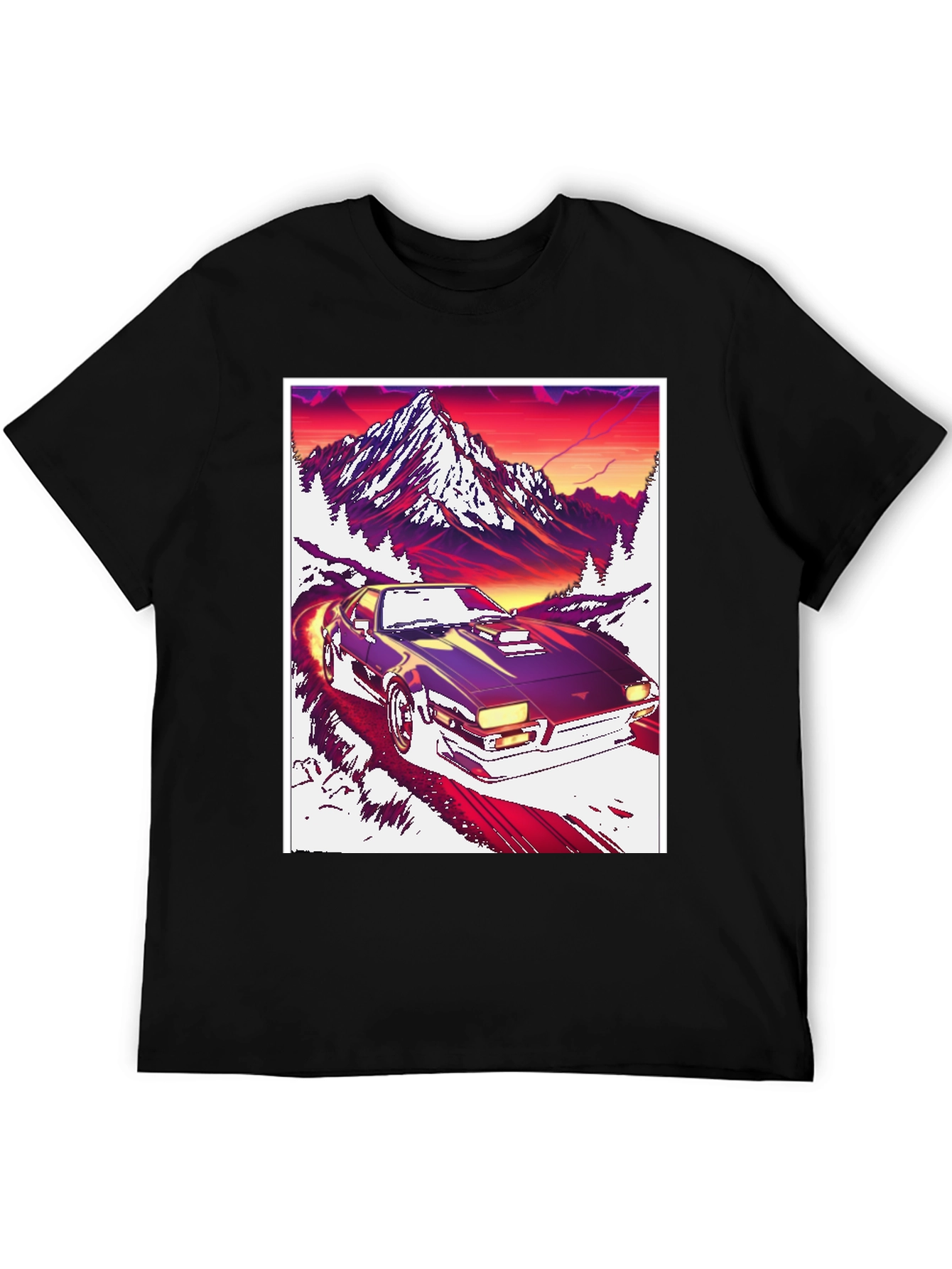 Retro Car Mountain Sunset T-Shirt