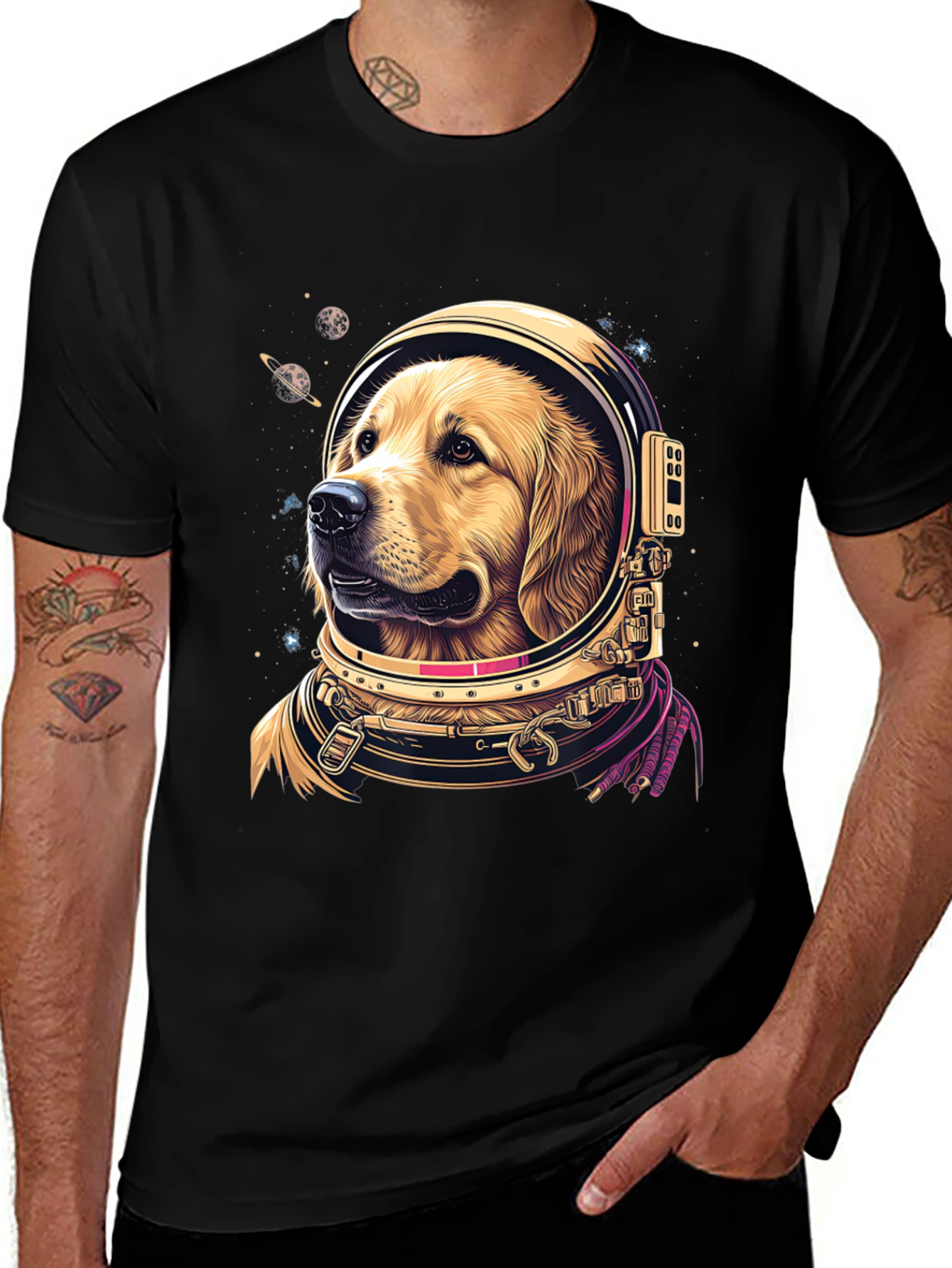 Astronaut Dog Graphic Tee - Space Pup T-Shirt