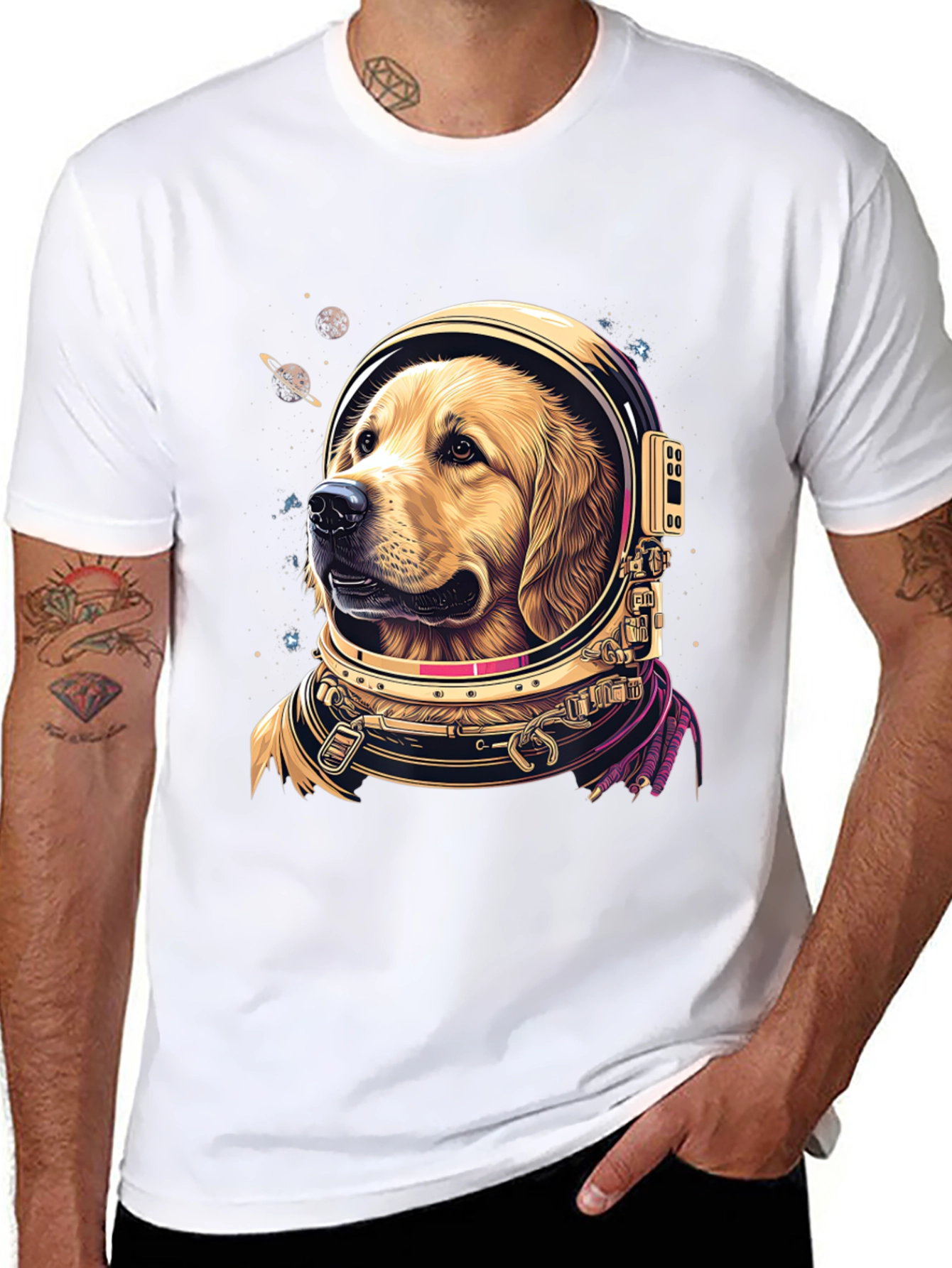 Astronaut Dog Graphic Tee - Space Pup T-Shirt