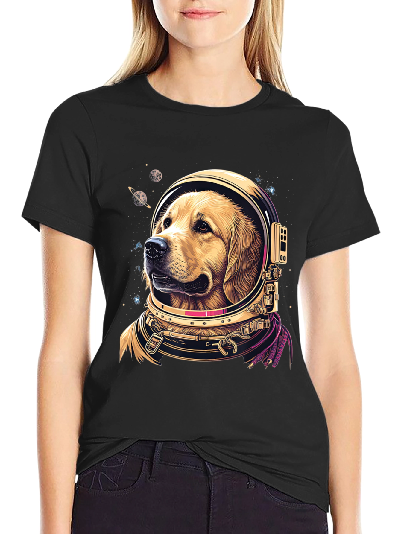 Astronaut Dog Graphic Tee - Space Pup T-Shirt