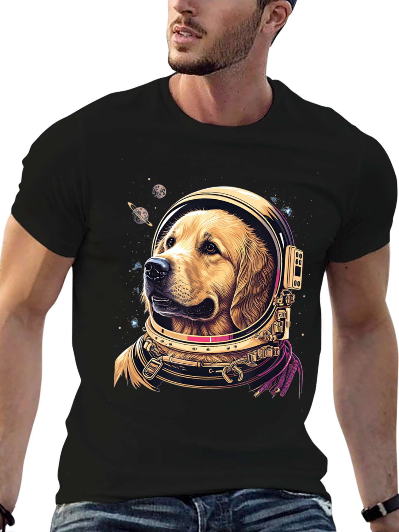 Astronaut Dog Graphic Tee - Space Pup T-Shirt