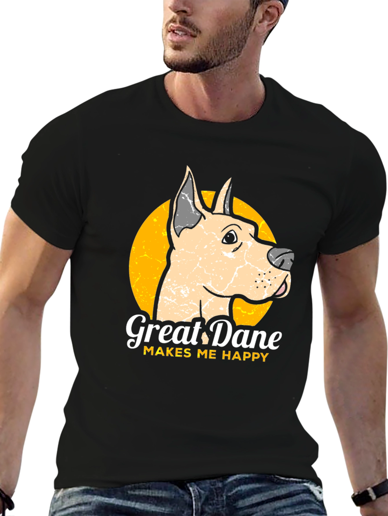 Great Dane Makes Me Happy Graphic Tee