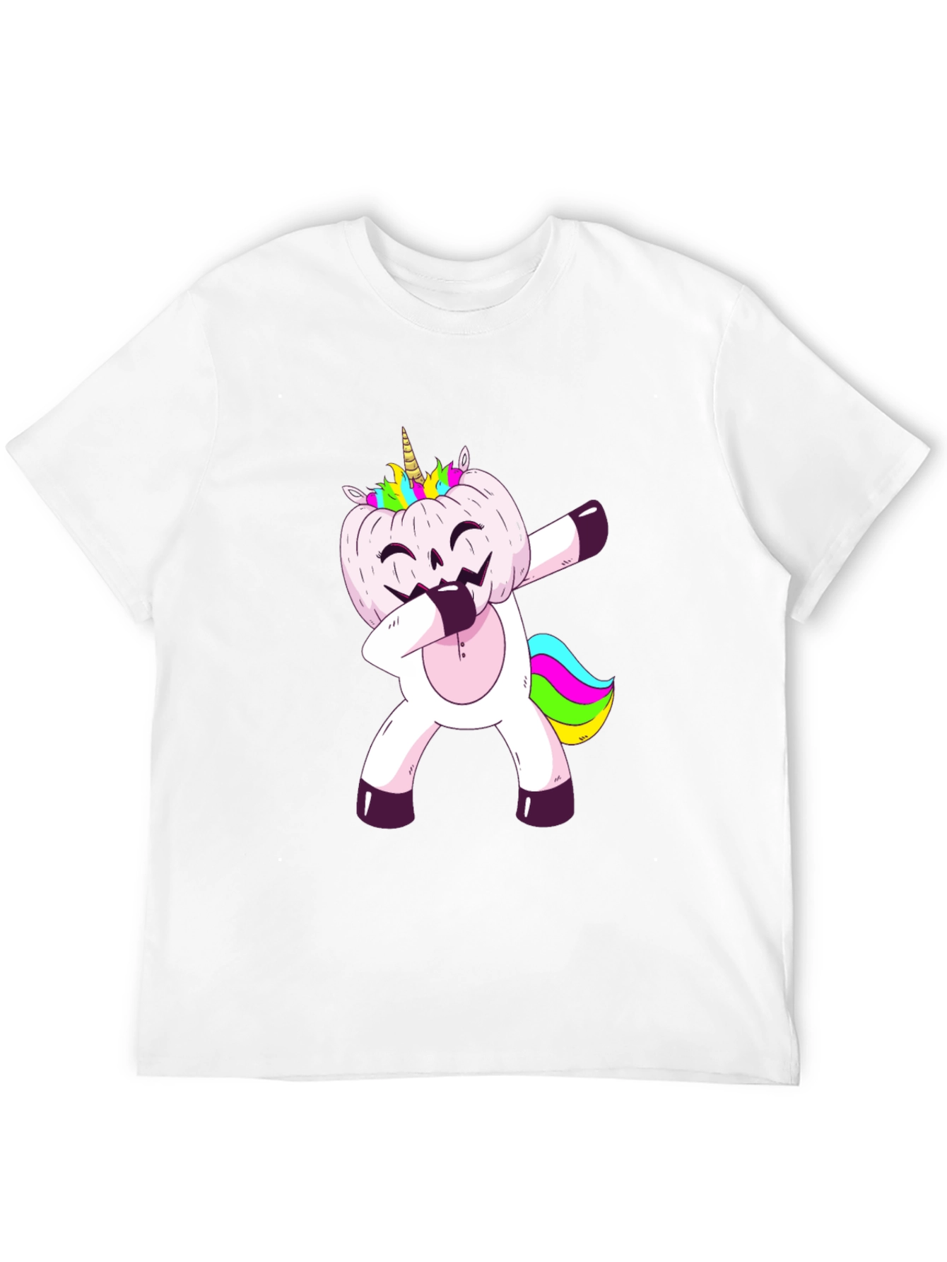 Unicorn Pumpkin Dabbing Mens Graphic T-Shirt
