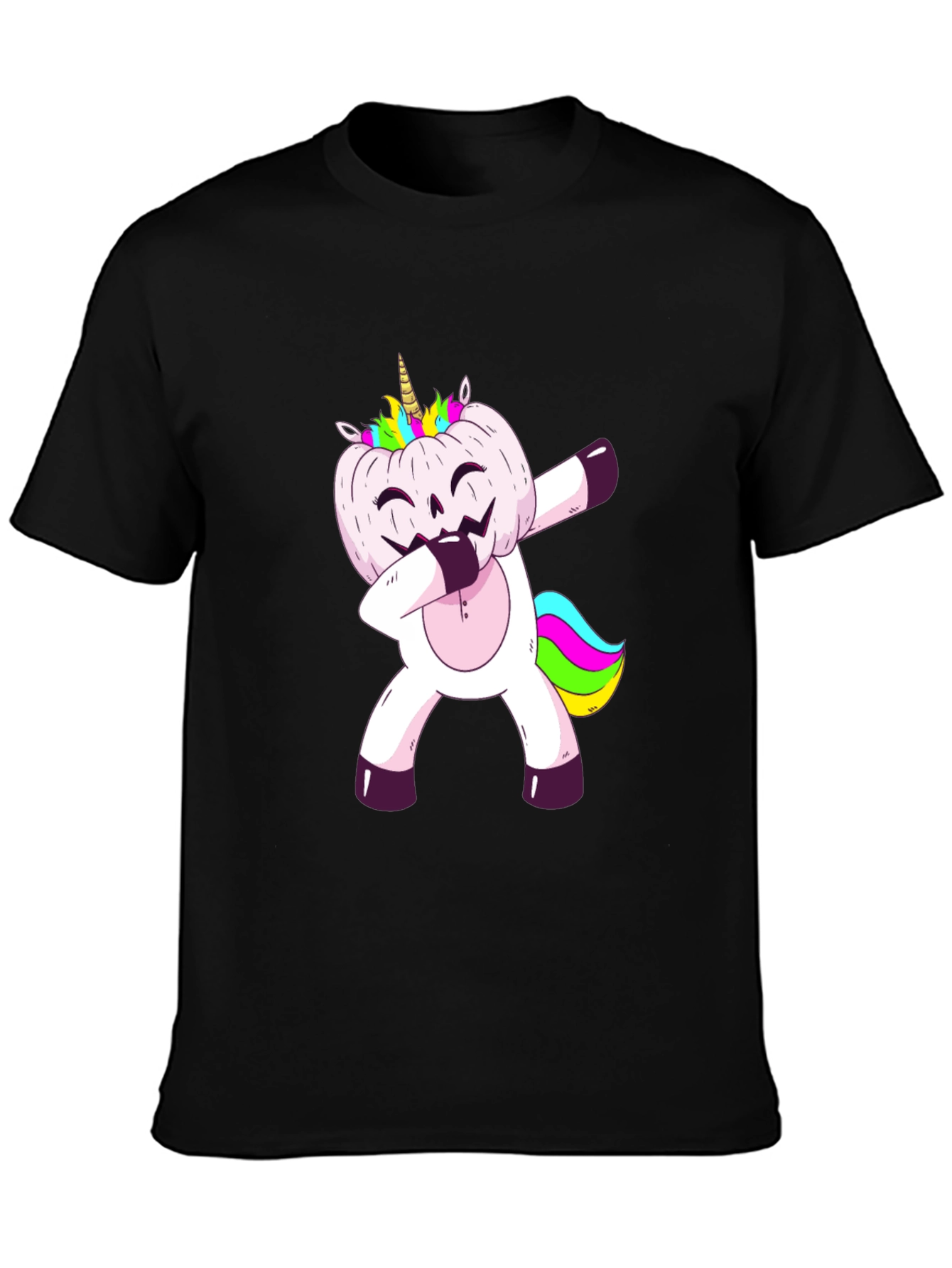 Unicorn Pumpkin Dabbing Mens Graphic T-Shirt