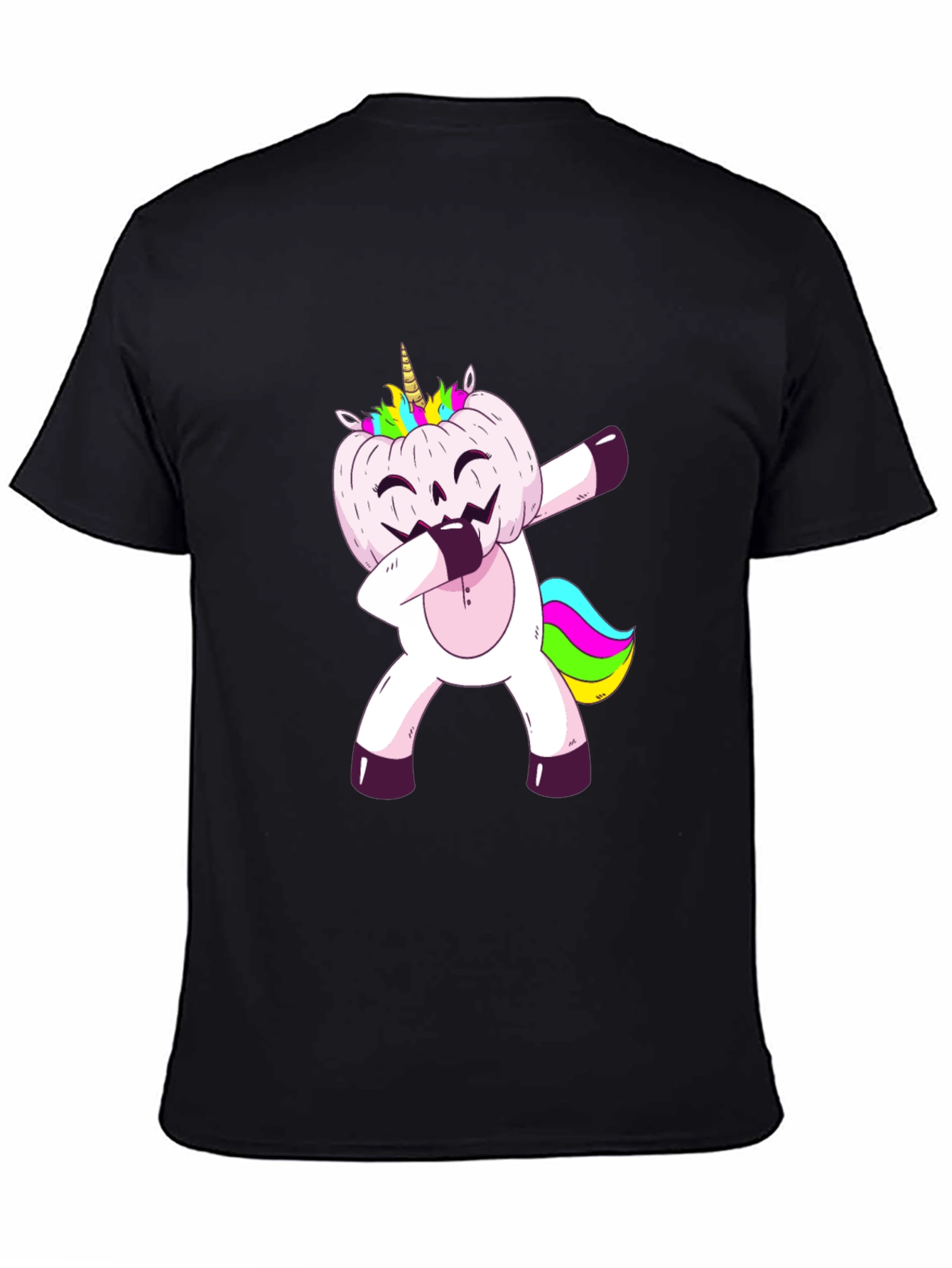 Unicorn Pumpkin Dabbing Mens Graphic T-Shirt
