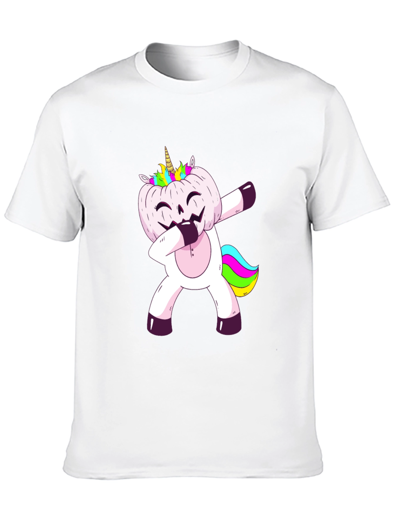 Unicorn Pumpkin Dabbing Mens Graphic T-Shirt