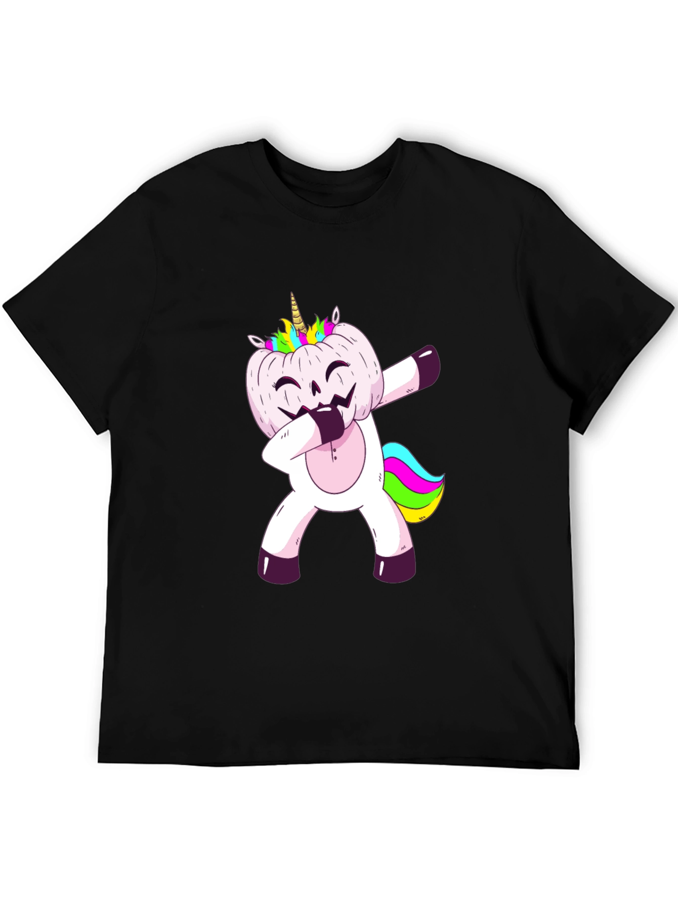Unicorn Pumpkin Dabbing Mens Graphic T-Shirt