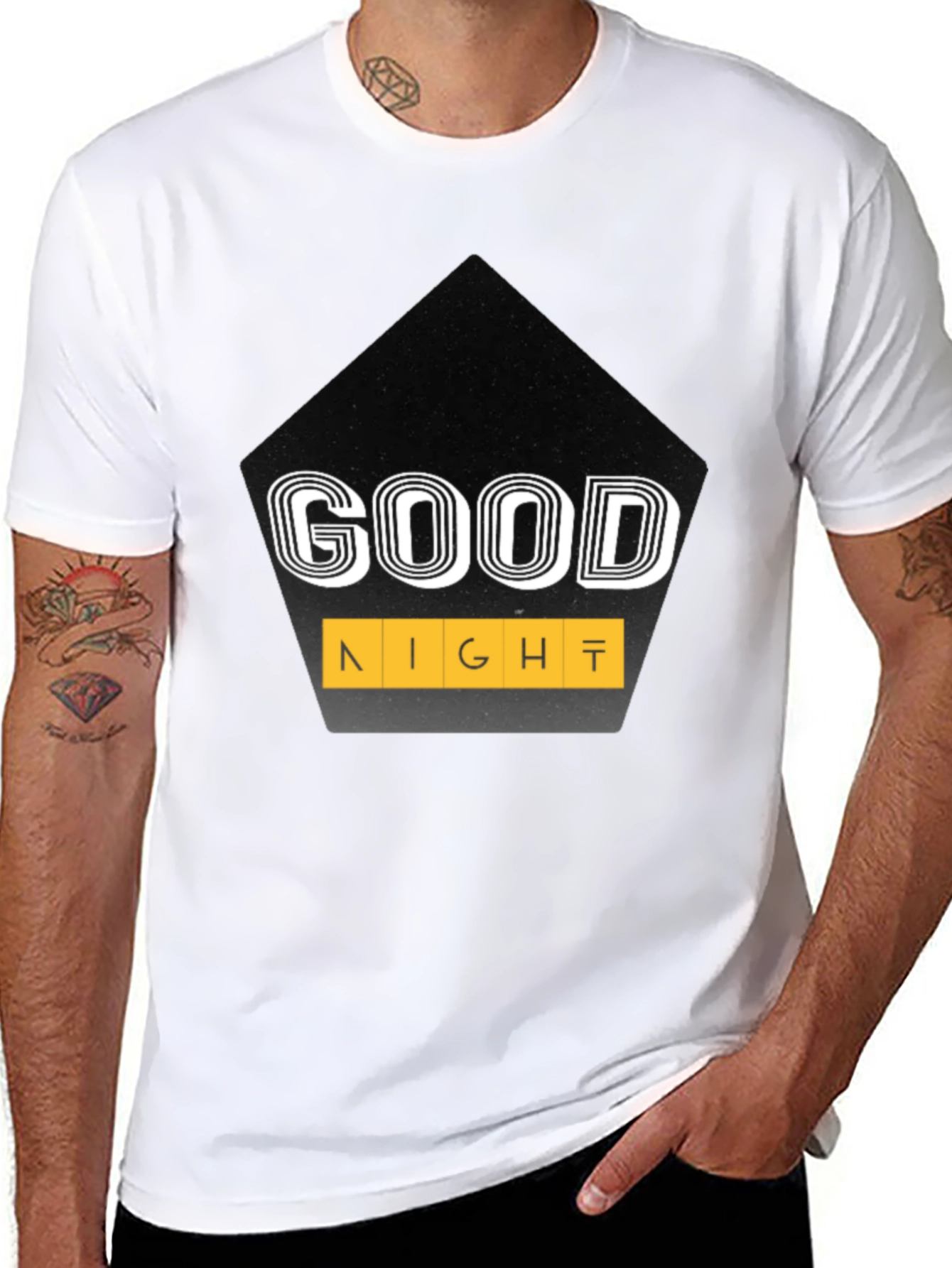 Good Night Graphic Tee - Stylish Mens Black T-Shirt