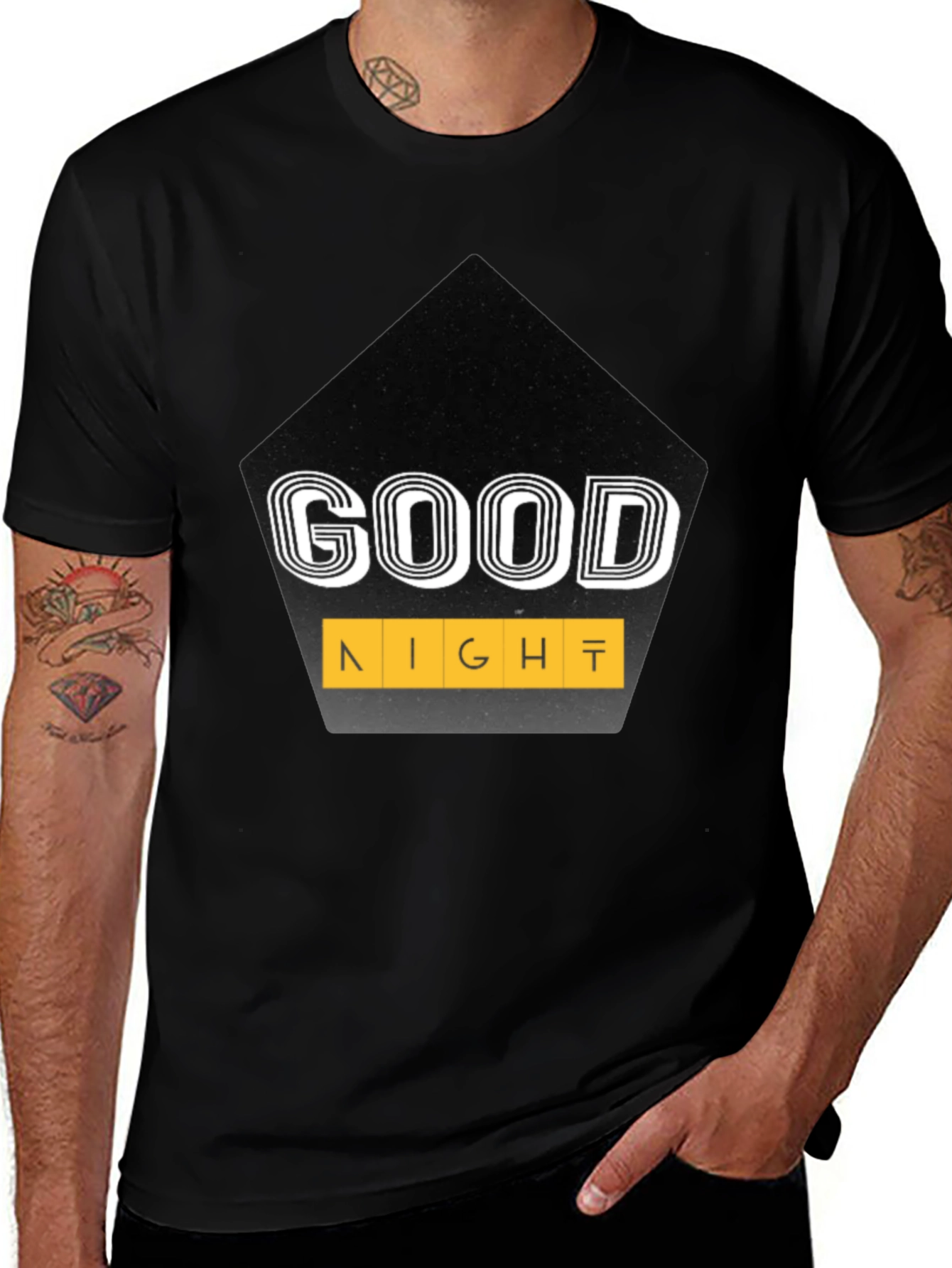 Good Night Graphic Tee - Stylish Mens Black T-Shirt