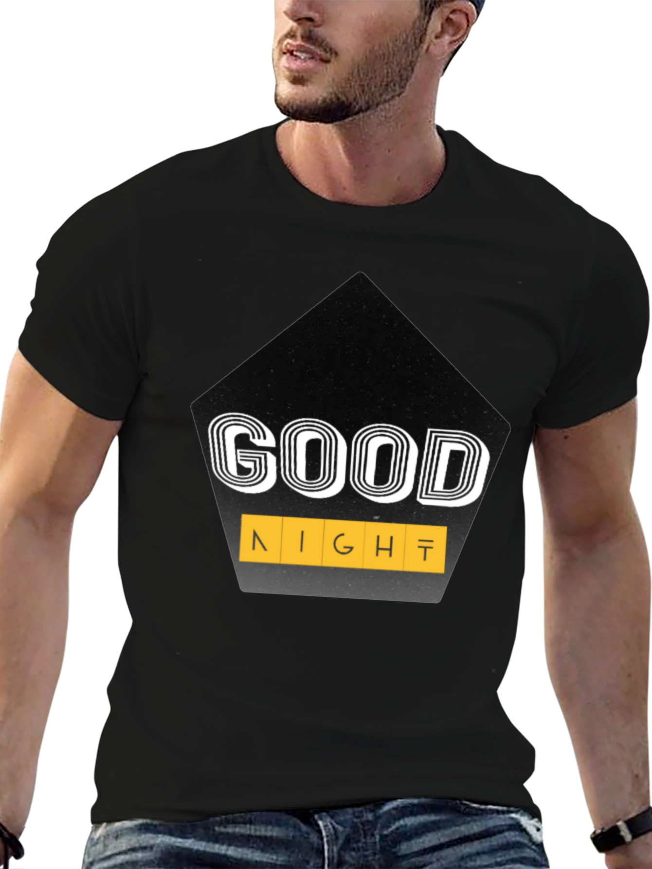 Good Night Graphic Tee - Stylish Mens Black T-Shirt