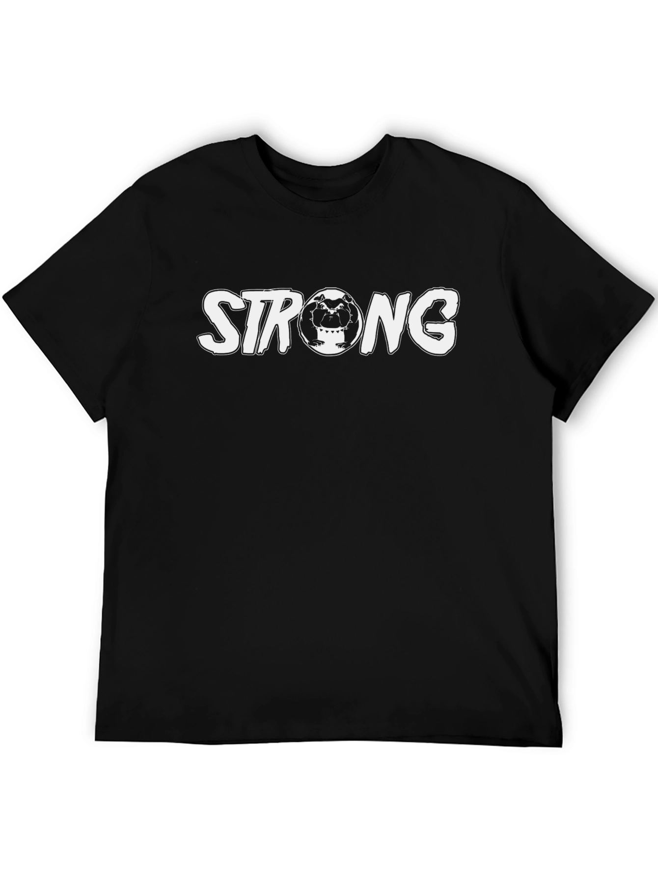Strong Bulldog Graphic Tee - Black Cotton Comfort
