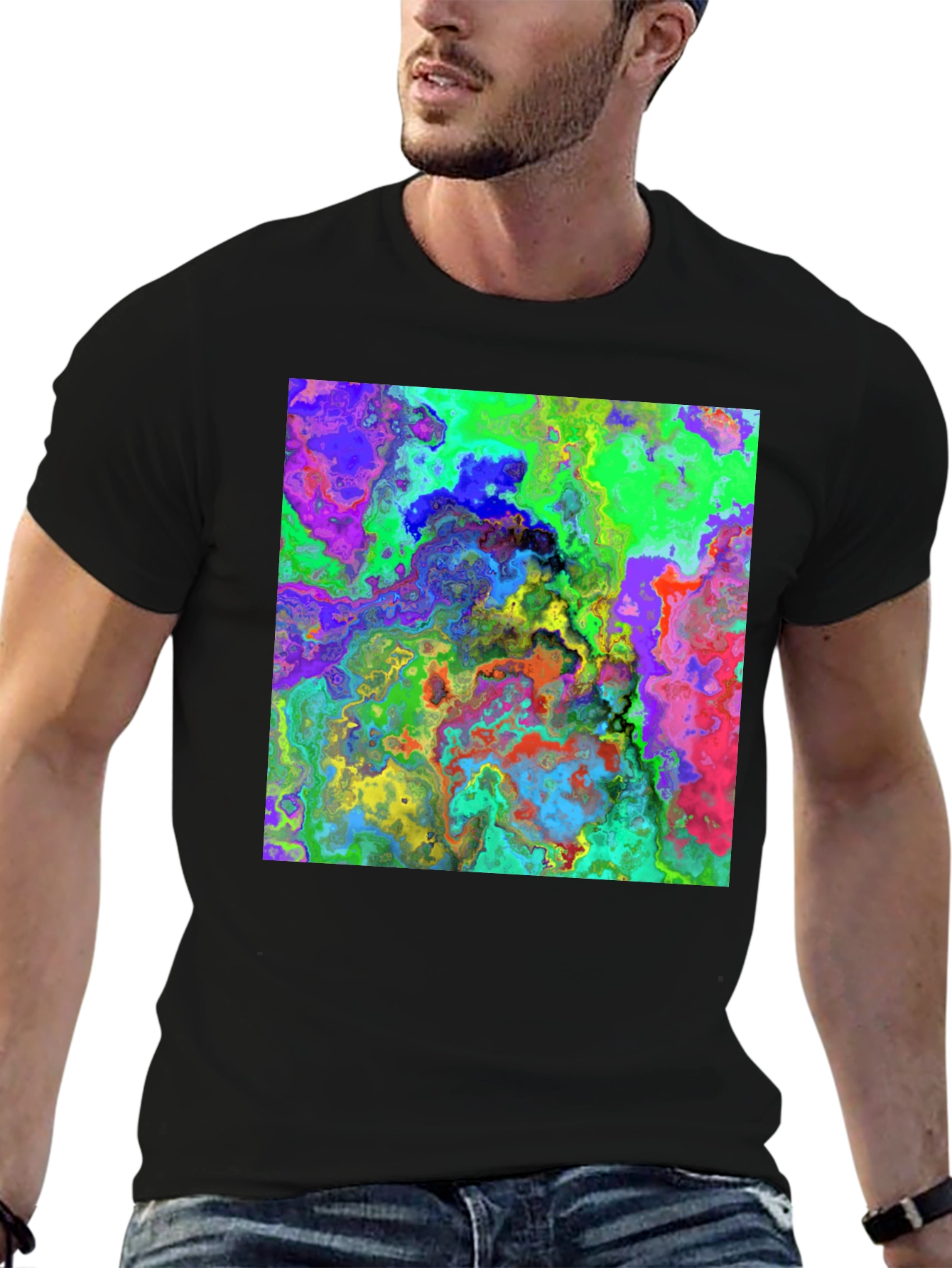 Psychedelic Abstract Art T-Shirt - Black