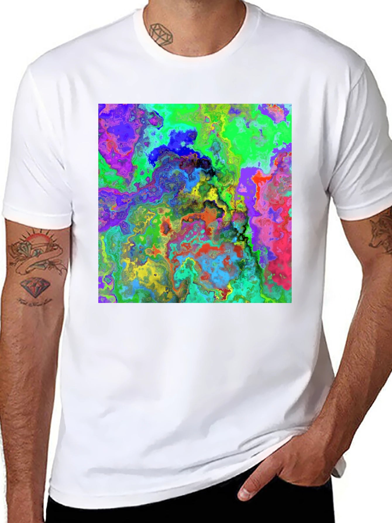 Psychedelic Abstract Art T-Shirt - Black