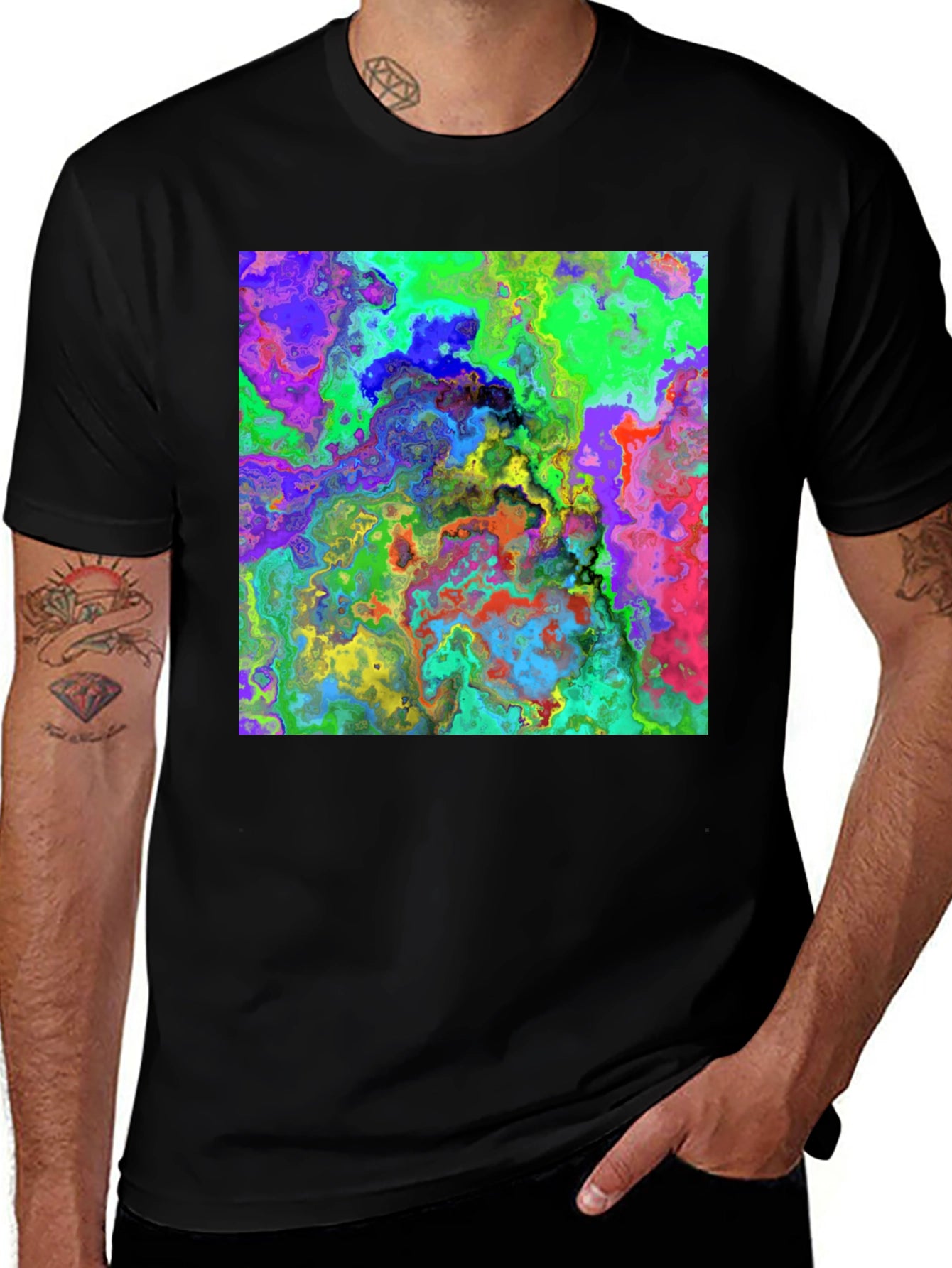 Psychedelic Abstract Art T-Shirt - Black